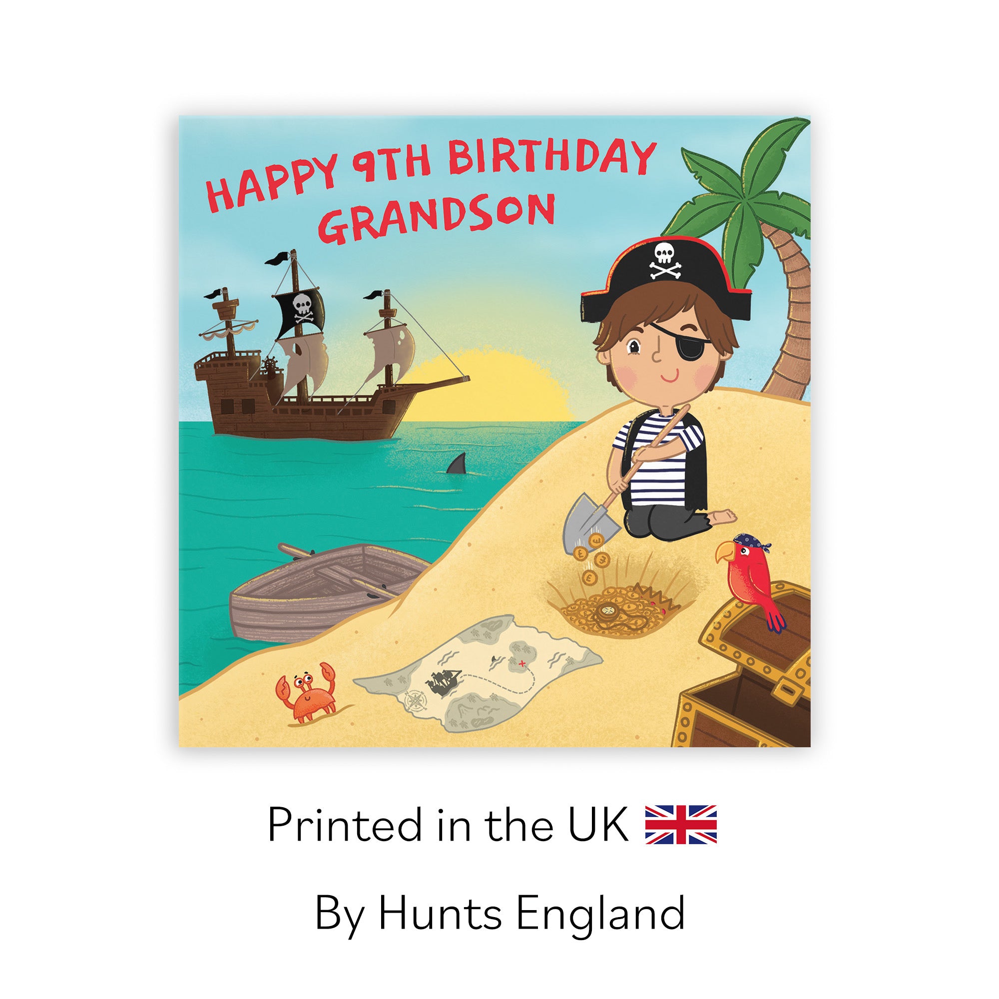 9th Grandson Pirate Birthday Card Treasure Map Imagination - Default Title (LG01976)