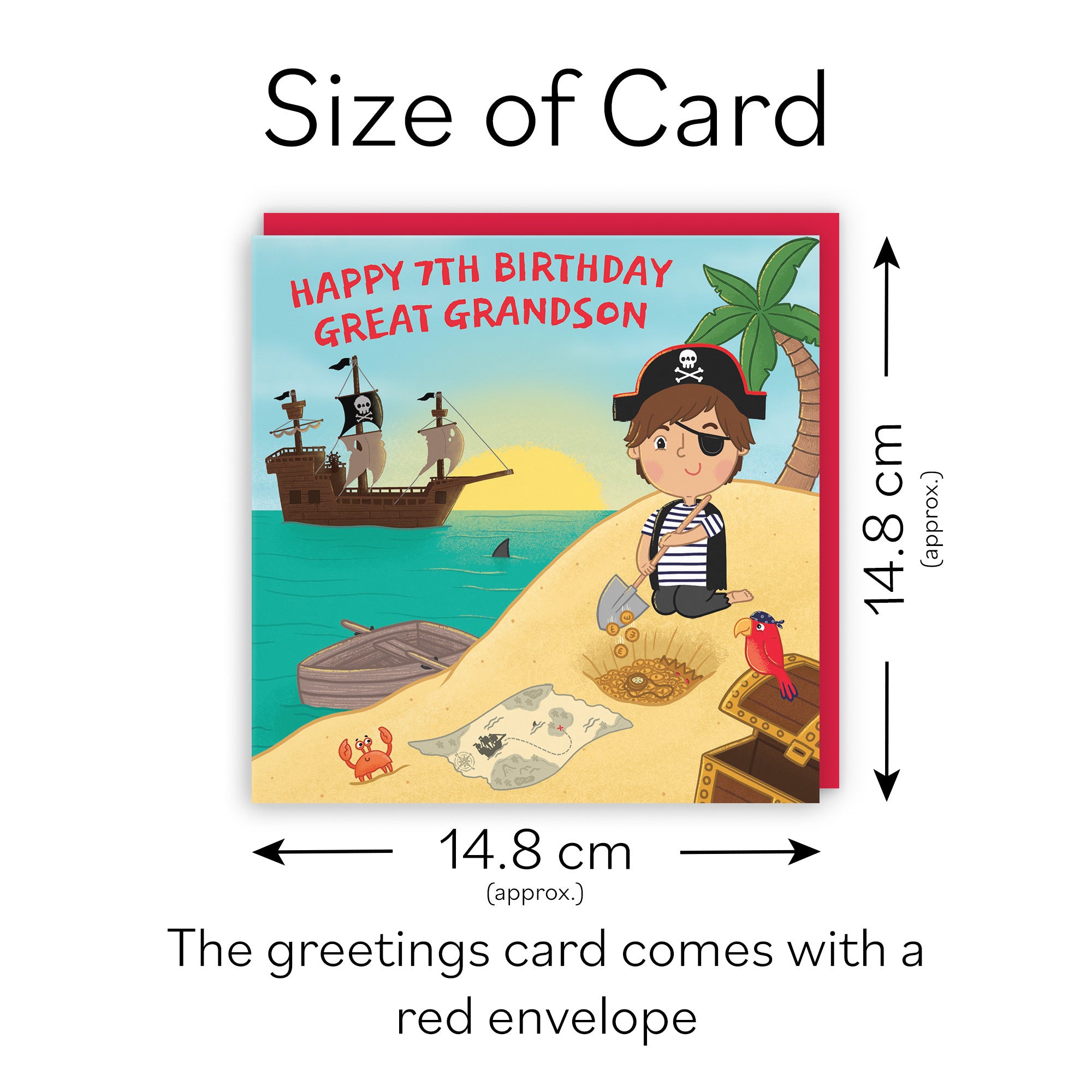 7th Great Grandson Pirate Birthday Card Treasure Map Imagination - Default Title (LG01977)