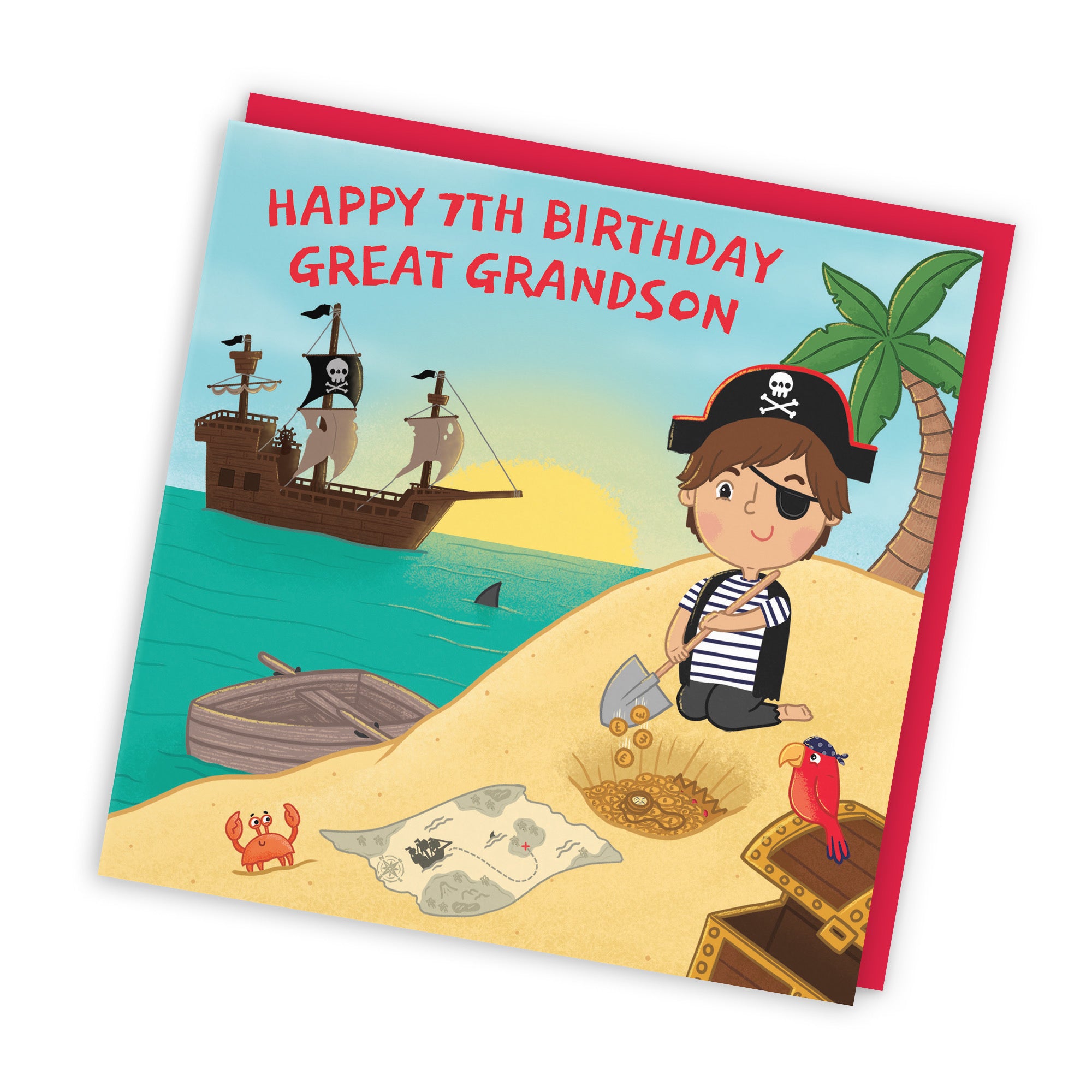7th Great Grandson Pirate Birthday Card Treasure Map Imagination - Default Title (LG01977)