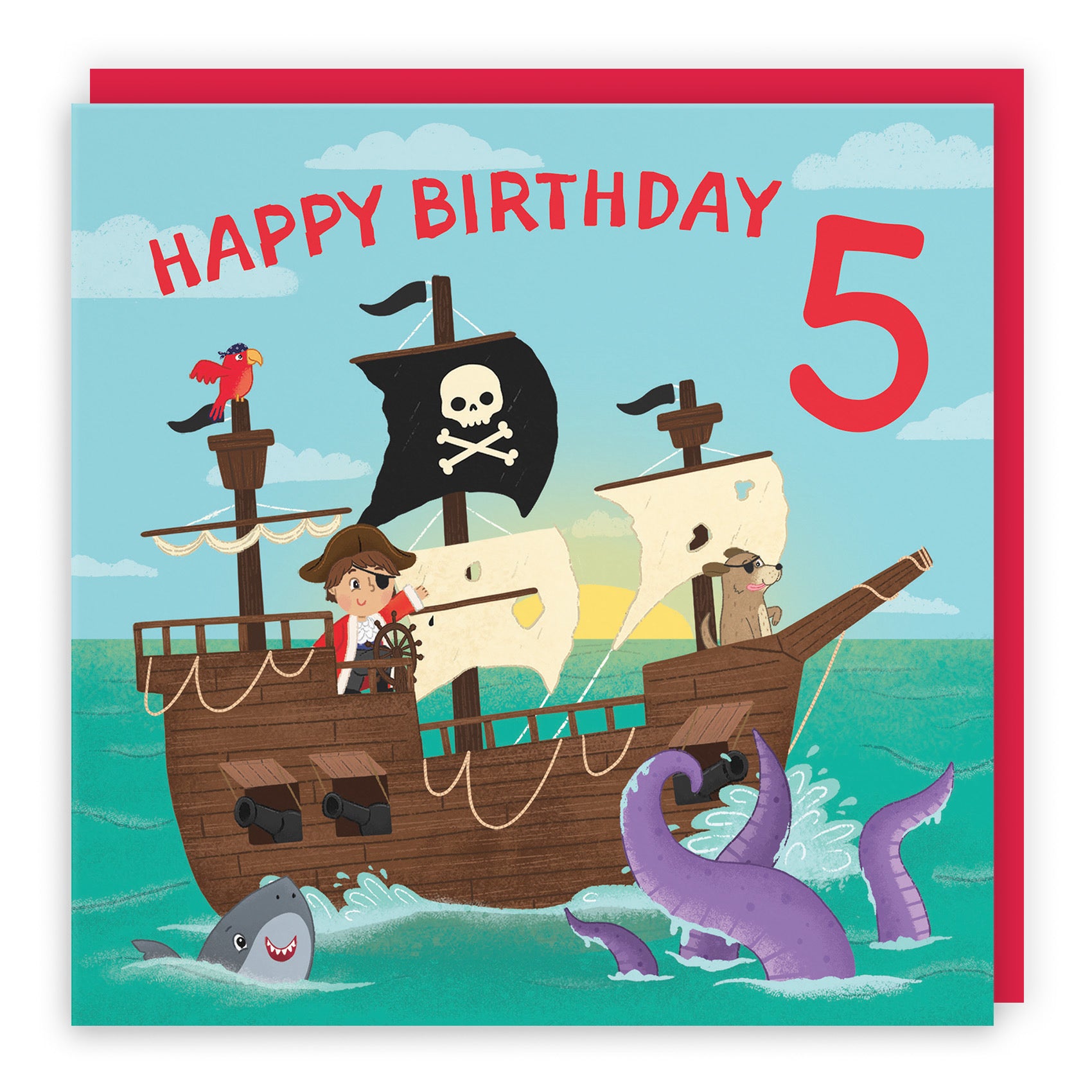 5th Boys Pirate Ship Birthday Card Imagination - Default Title (LG02009)