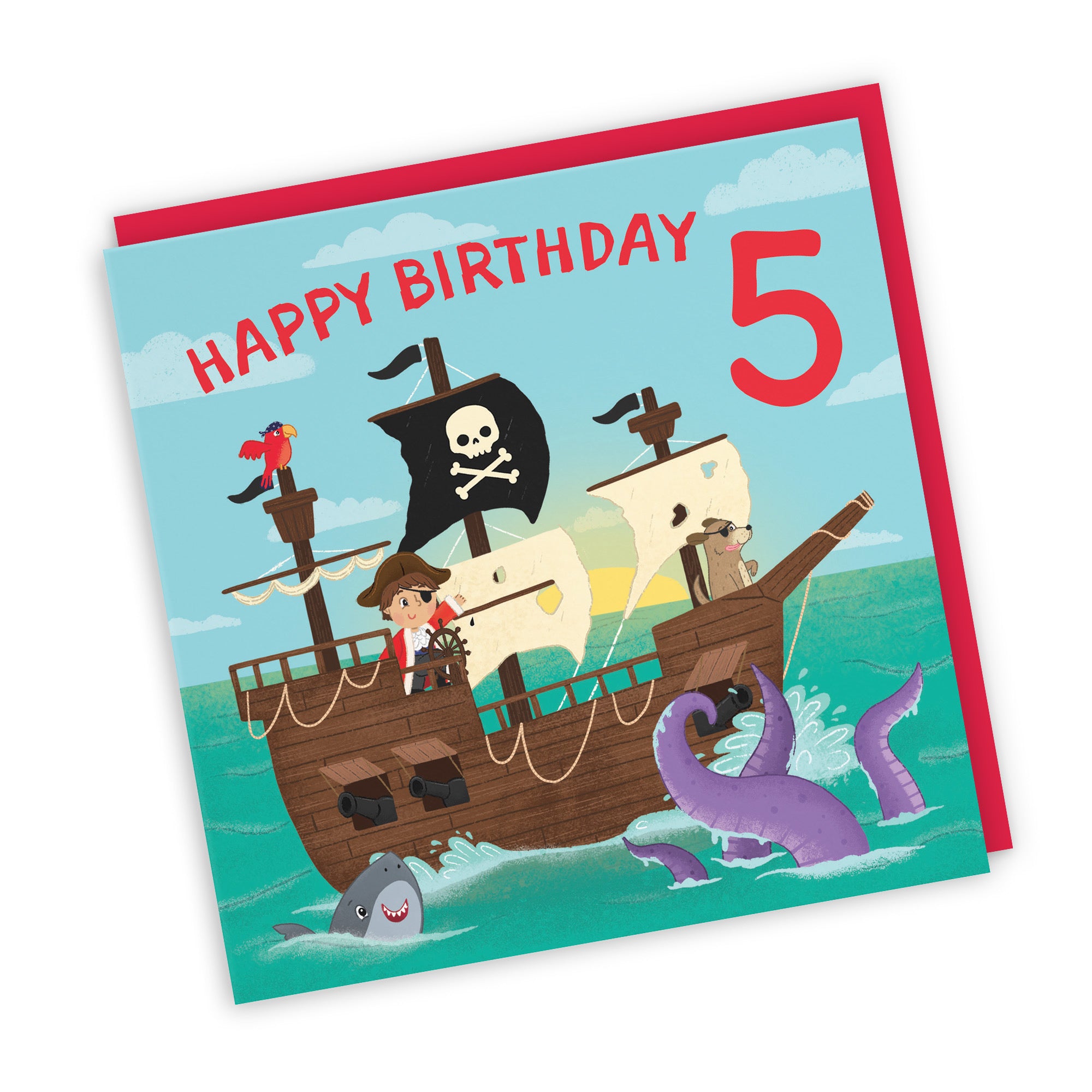 5th Boys Pirate Ship Birthday Card Imagination - Default Title (LG02009)