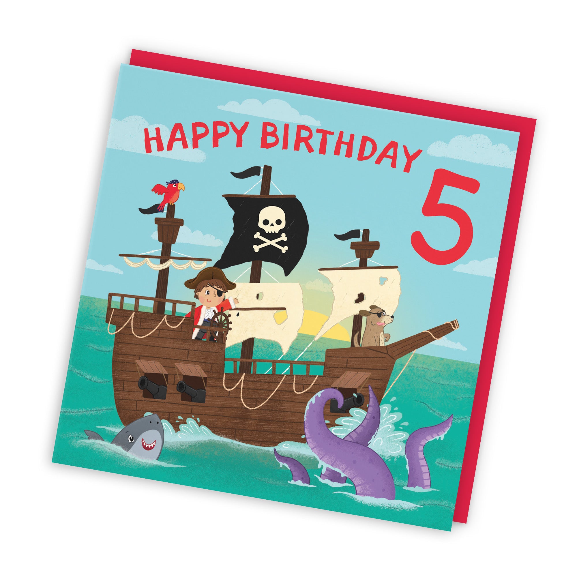 5th Boys Pirate Ship Birthday Card Imagination - Default Title (LG02009)