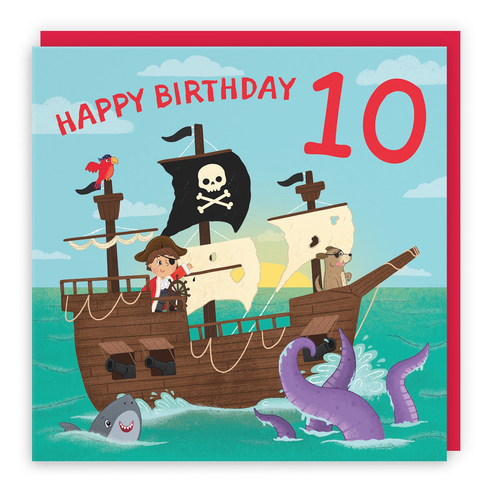 10th Boys Pirate Ship Birthday Card Imagination - Default Title (LG02014)