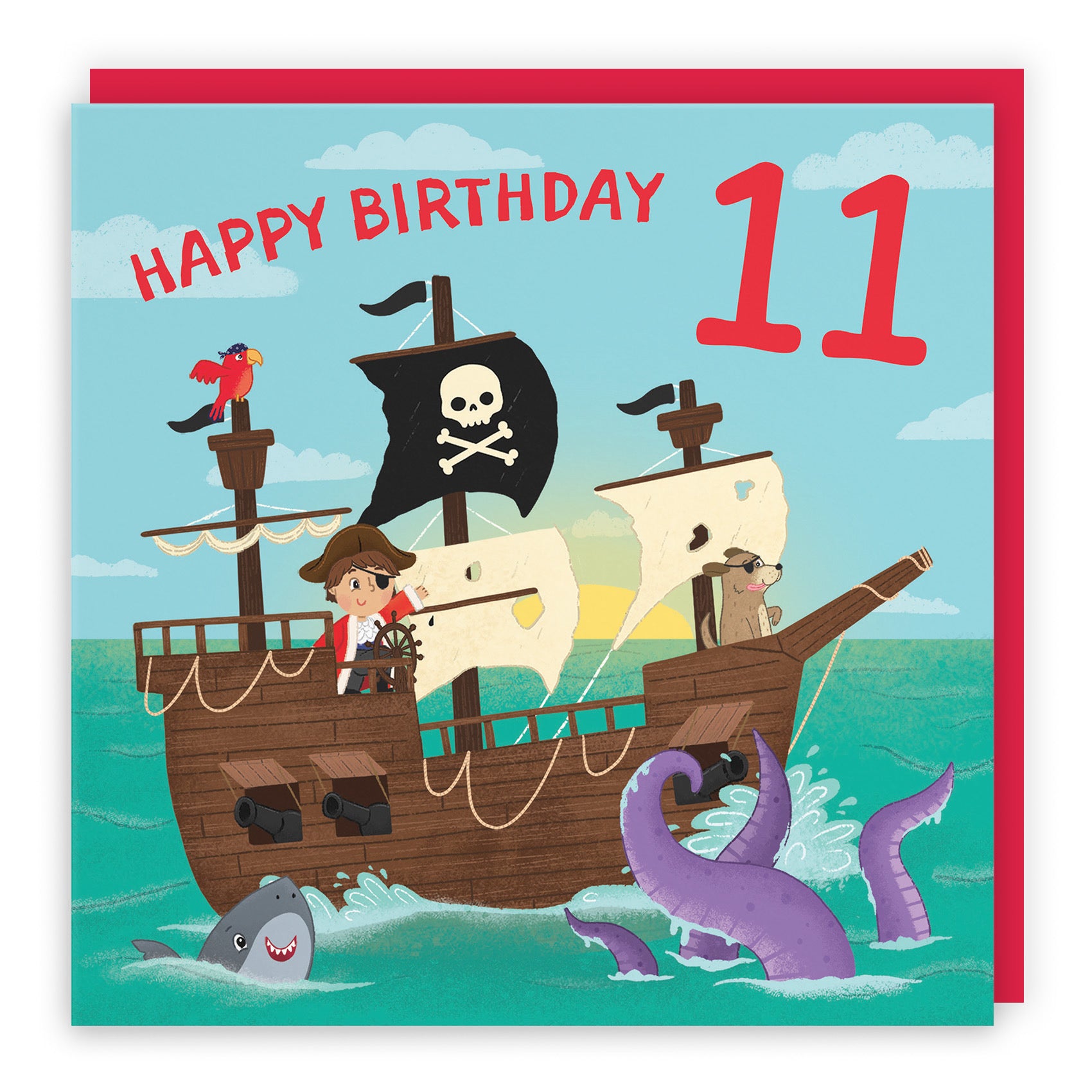 11th Boys Pirate Ship Birthday Card Imagination - Default Title (LG02015)