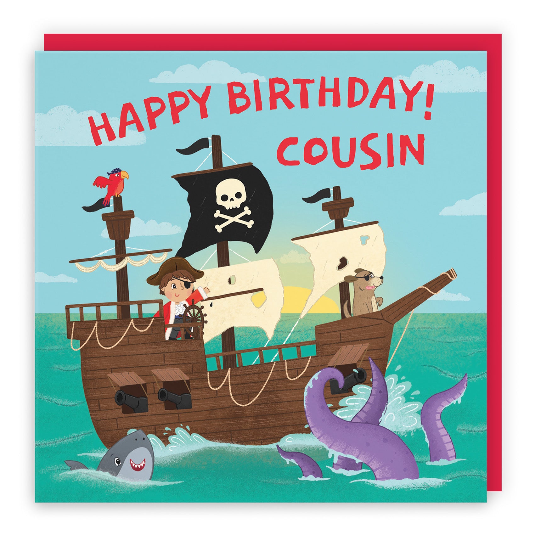 Cousin Male Pirate Ship Kids Birthday Card Imagination - Default Title (LG02019)
