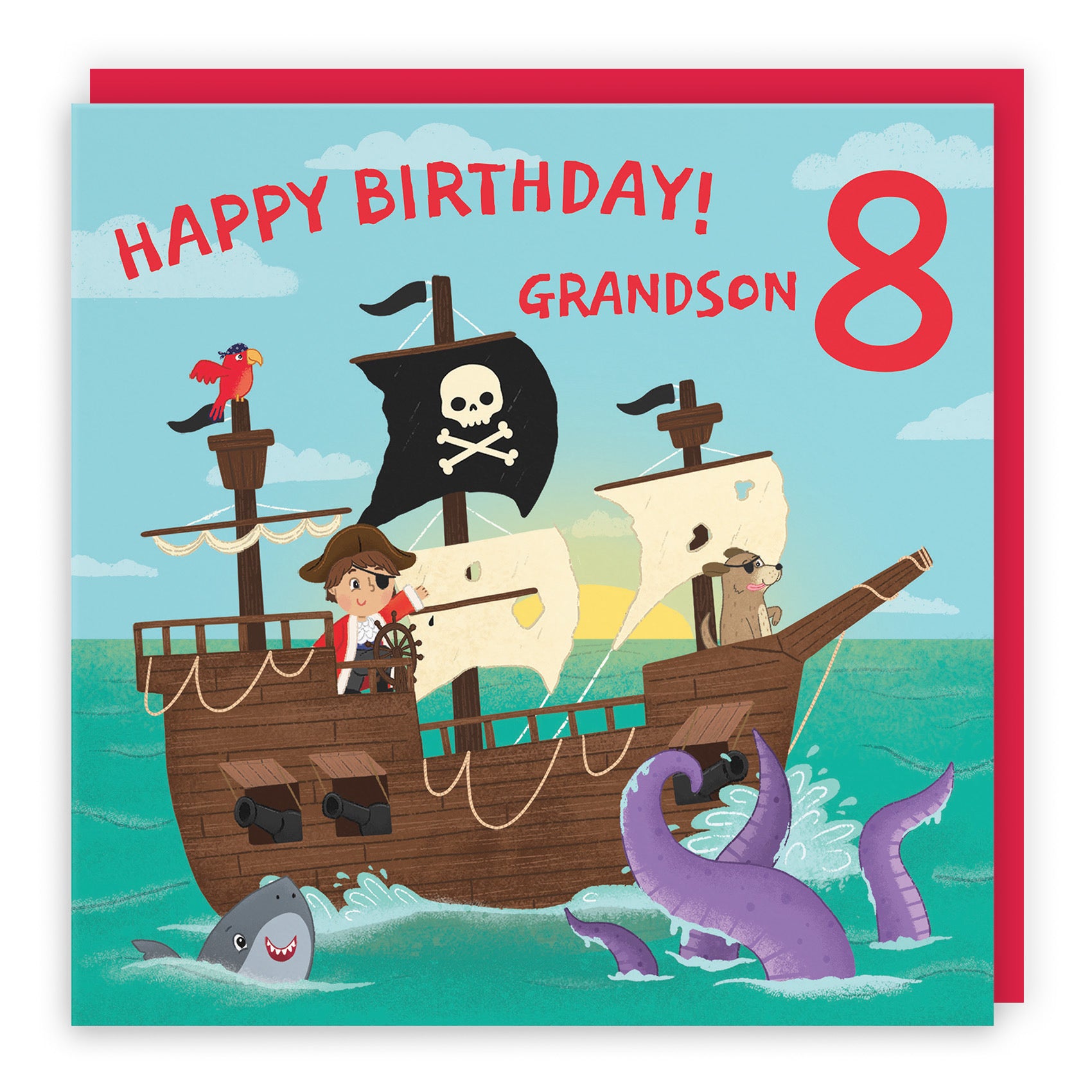 8th Grandson Pirate Ship Birthday Card Imagination - Default Title (LG02031)