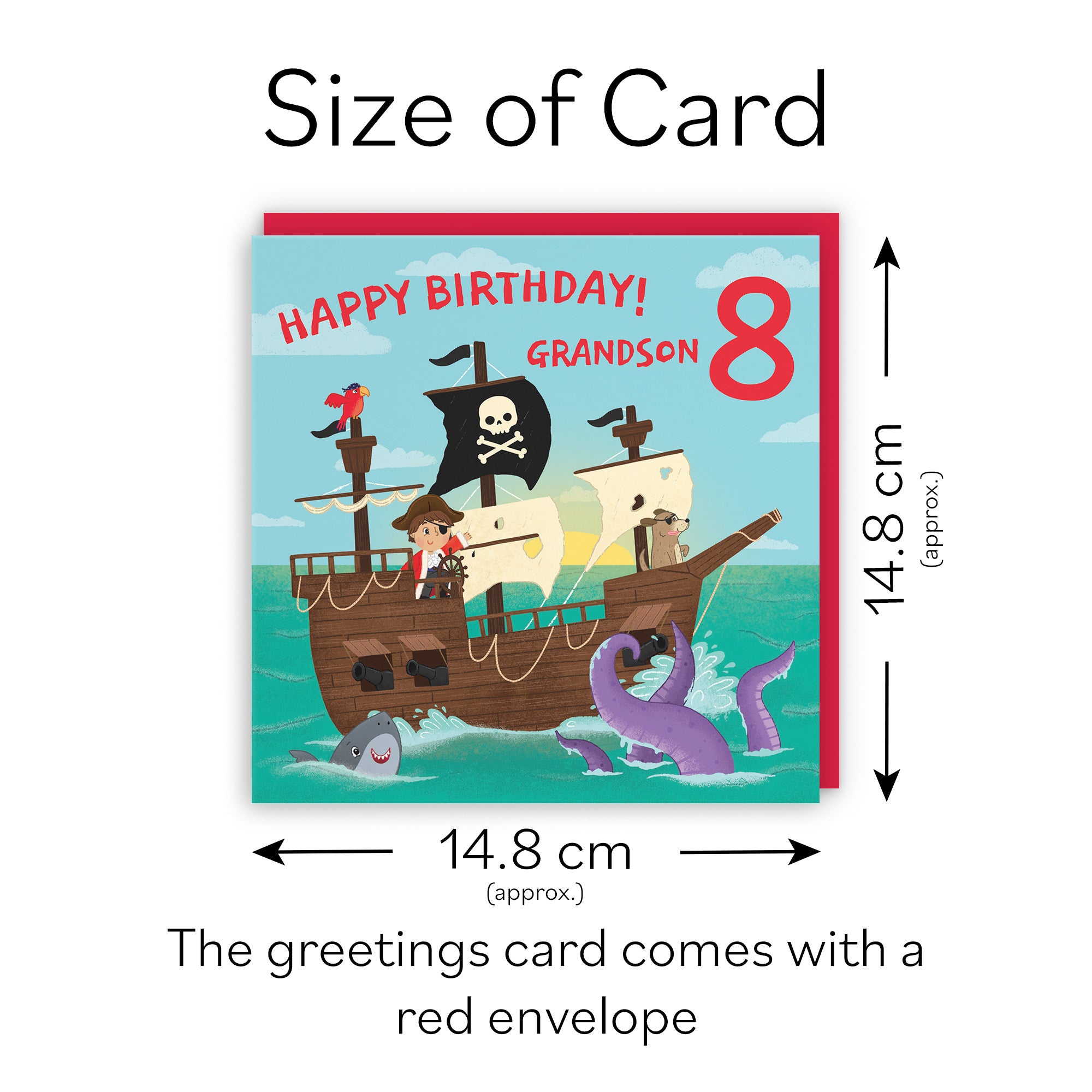 8th Grandson Pirate Ship Birthday Card Imagination - Default Title (LG02031)