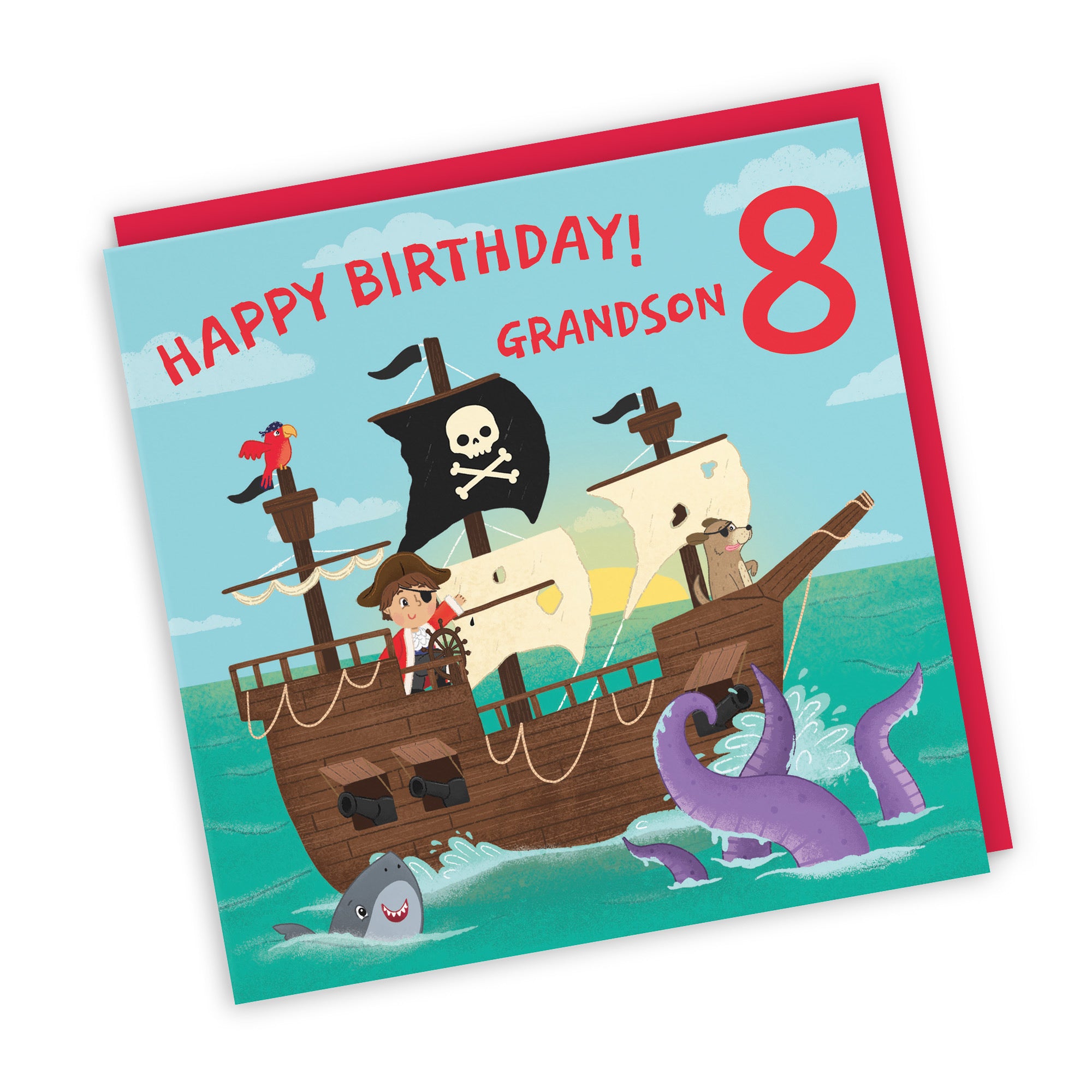 8th Grandson Pirate Ship Birthday Card Imagination - Default Title (LG02031)