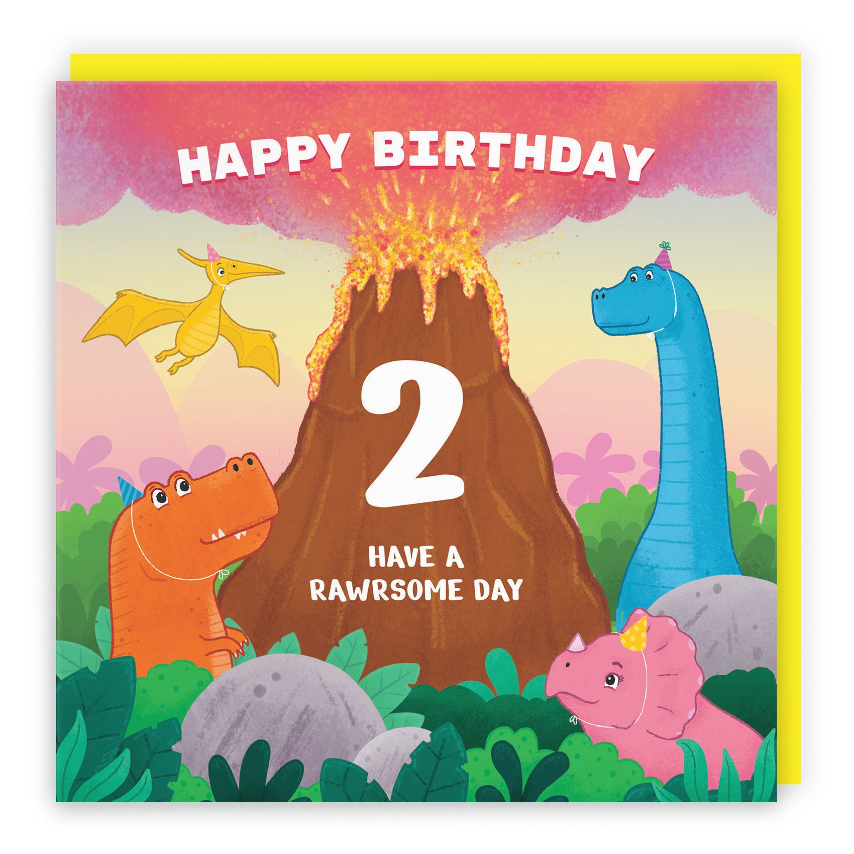2nd Dinosaur Birthday Card Volcano Imagination - Default Title (LG02033)