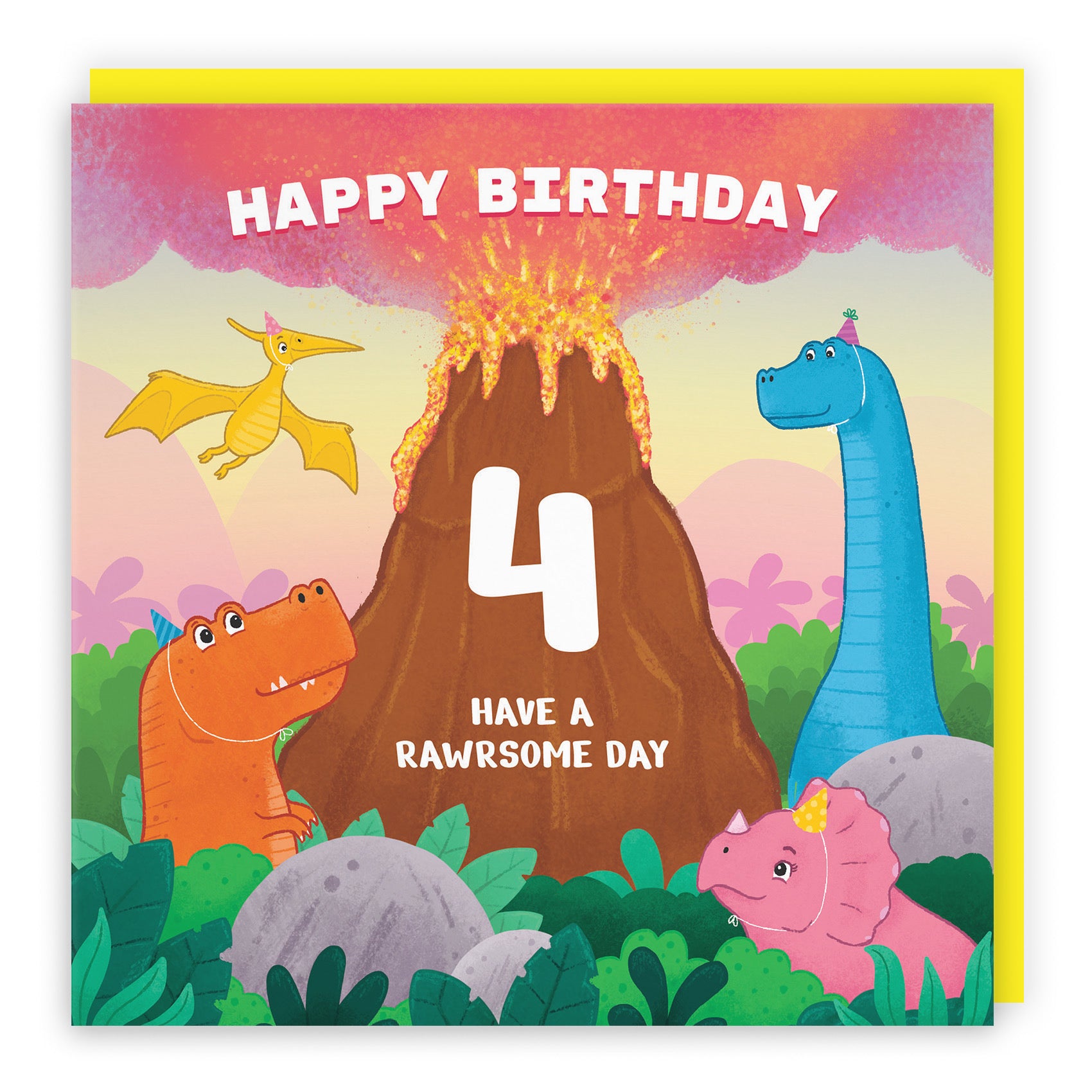 4th Dinosaur Birthday Card Volcano Imagination - Default Title (LG02034)
