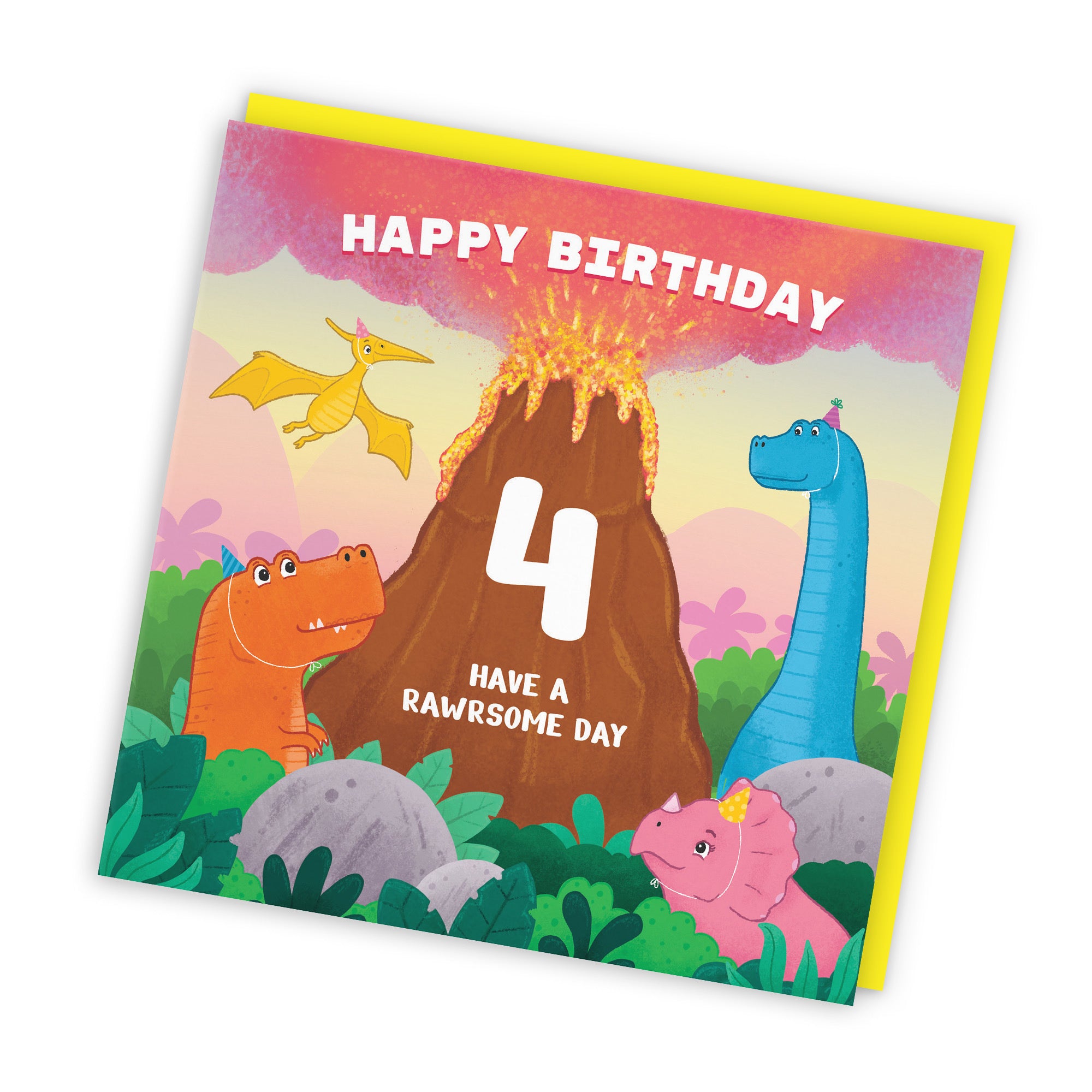 4th Dinosaur Birthday Card Volcano Imagination - Default Title (LG02034)