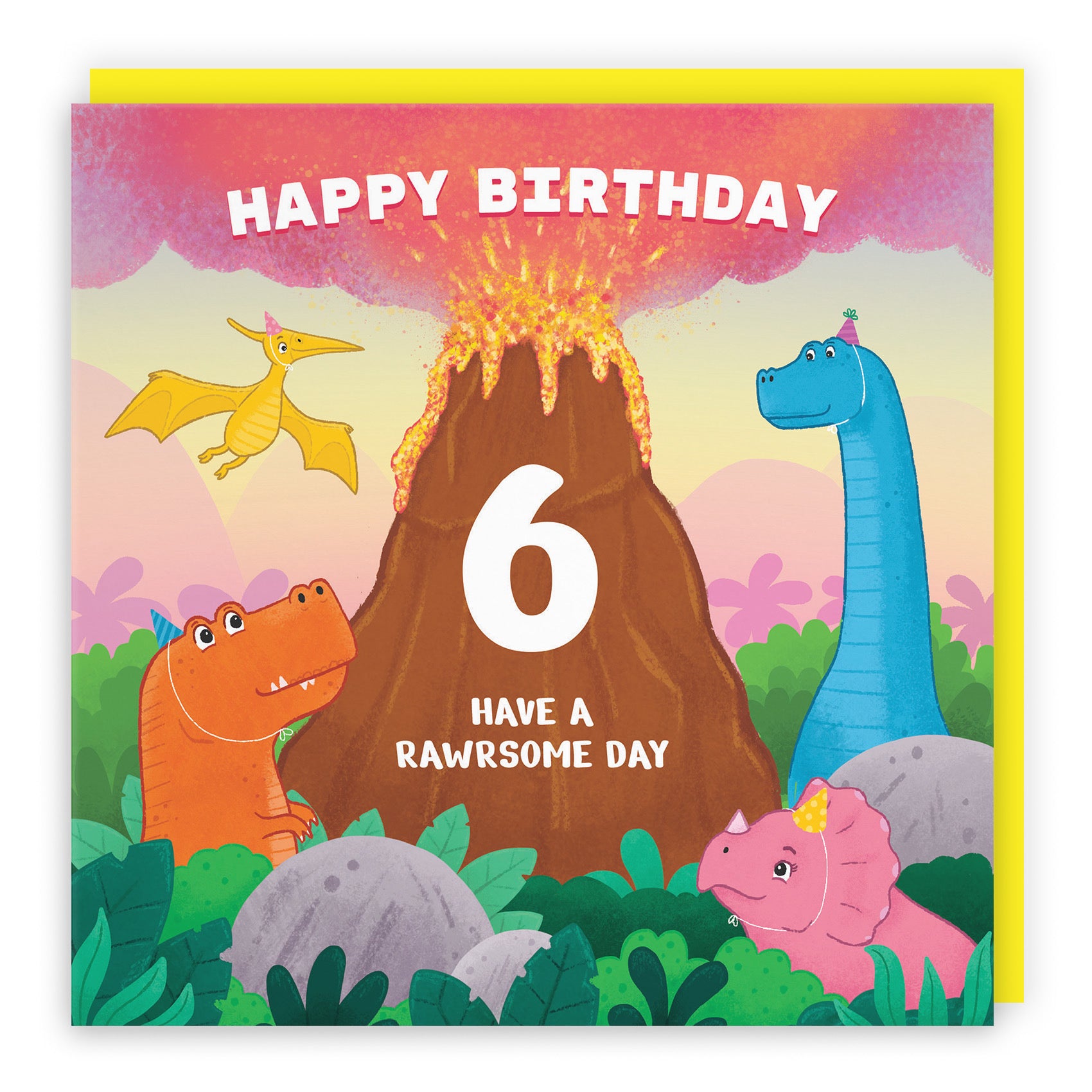 6th Dinosaur Birthday Card Volcano Imagination - Default Title (LG02036)