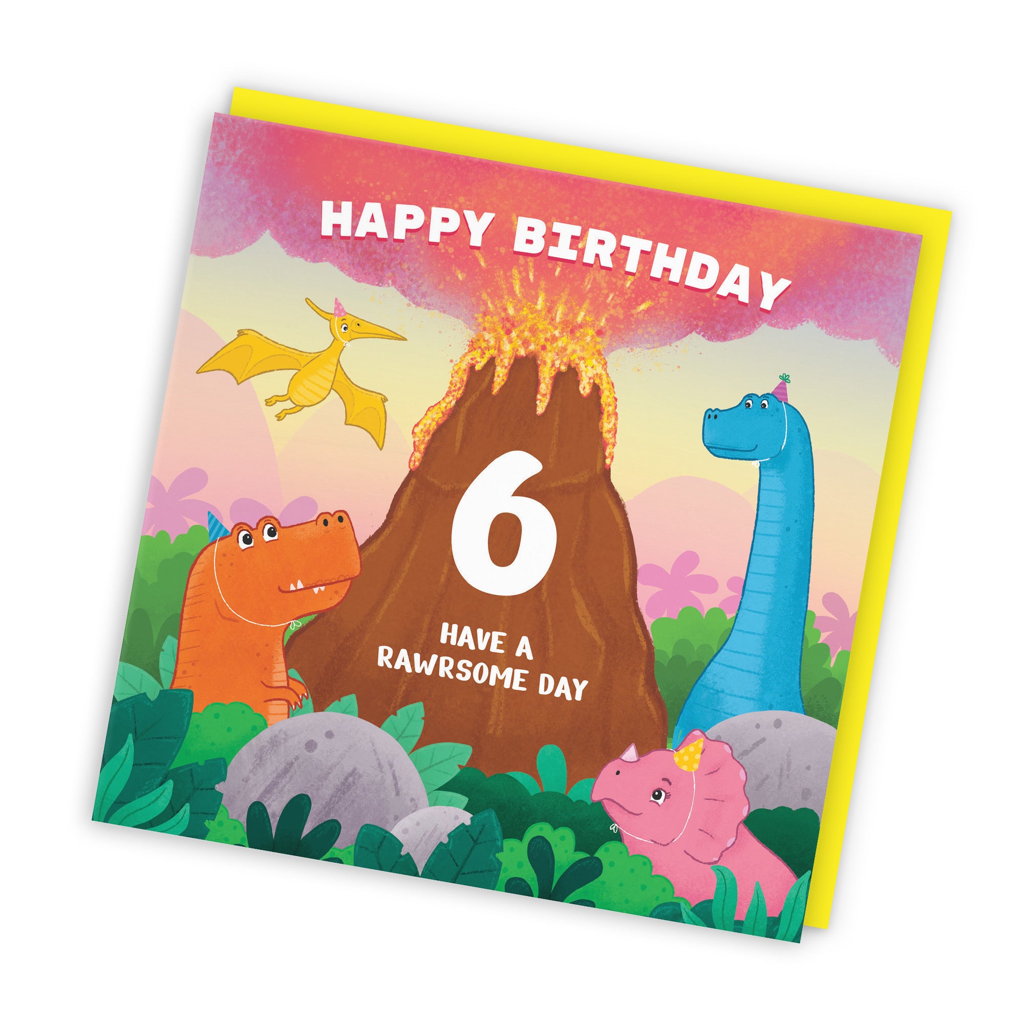 6th Dinosaur Birthday Card Volcano Imagination - Default Title (LG02036)