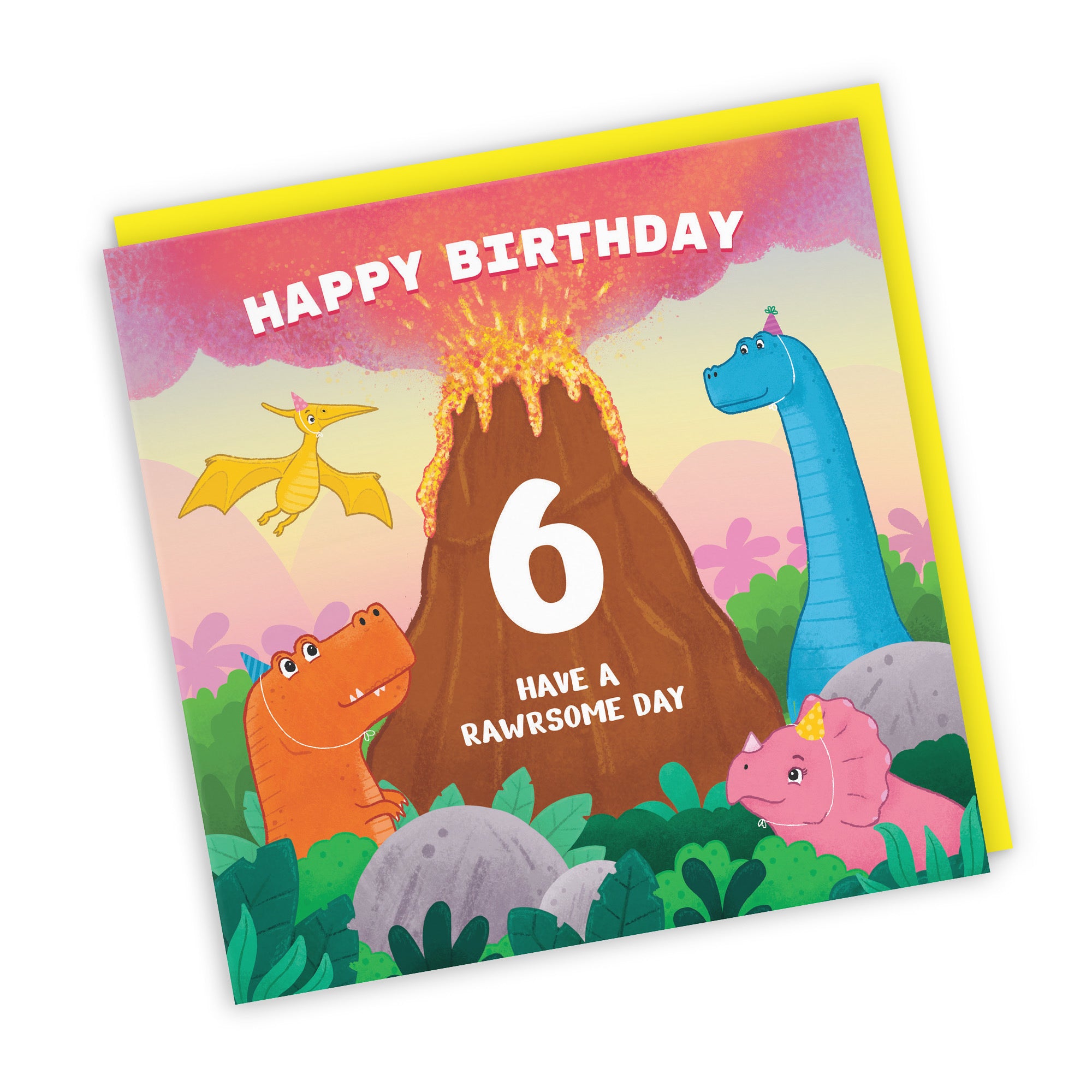6th Dinosaur Birthday Card Volcano Imagination - Default Title (LG02036)