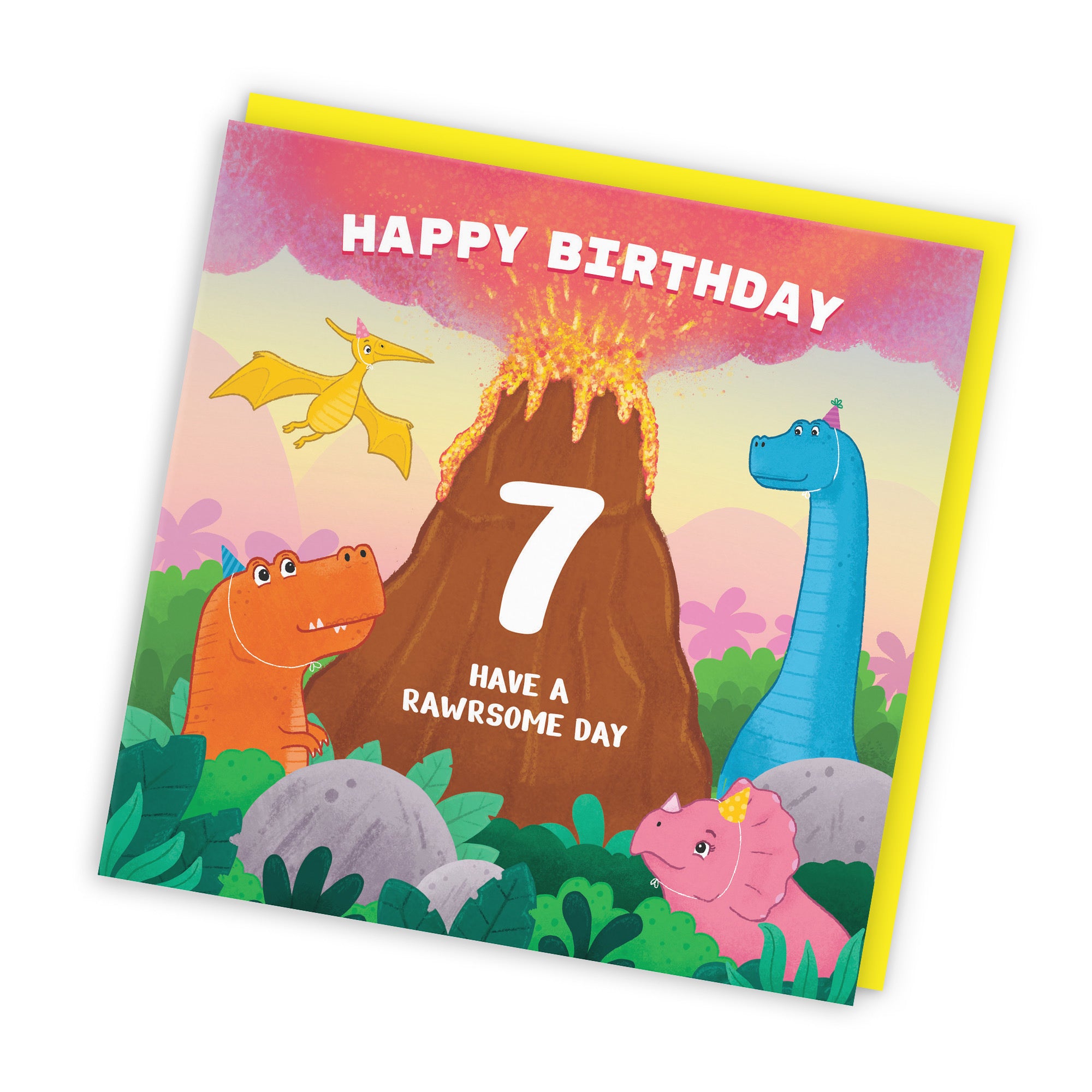 7th Dinosaur Birthday Card Volcano Imagination - Default Title (LG02037)