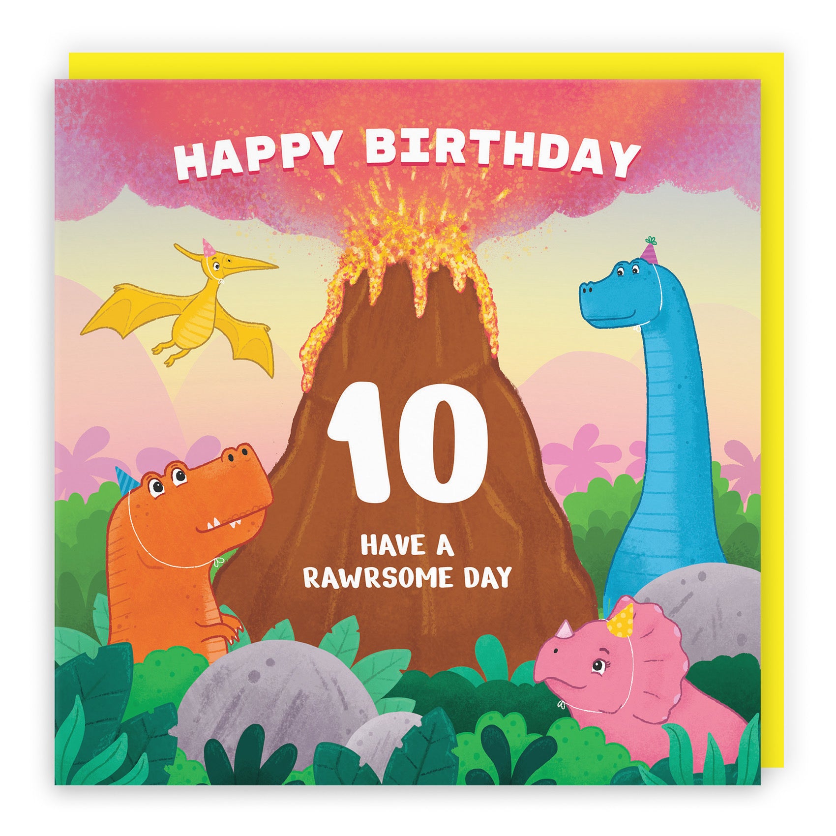 10th Dinosaur Birthday Card Volcano Imagination - Default Title (LG02040)