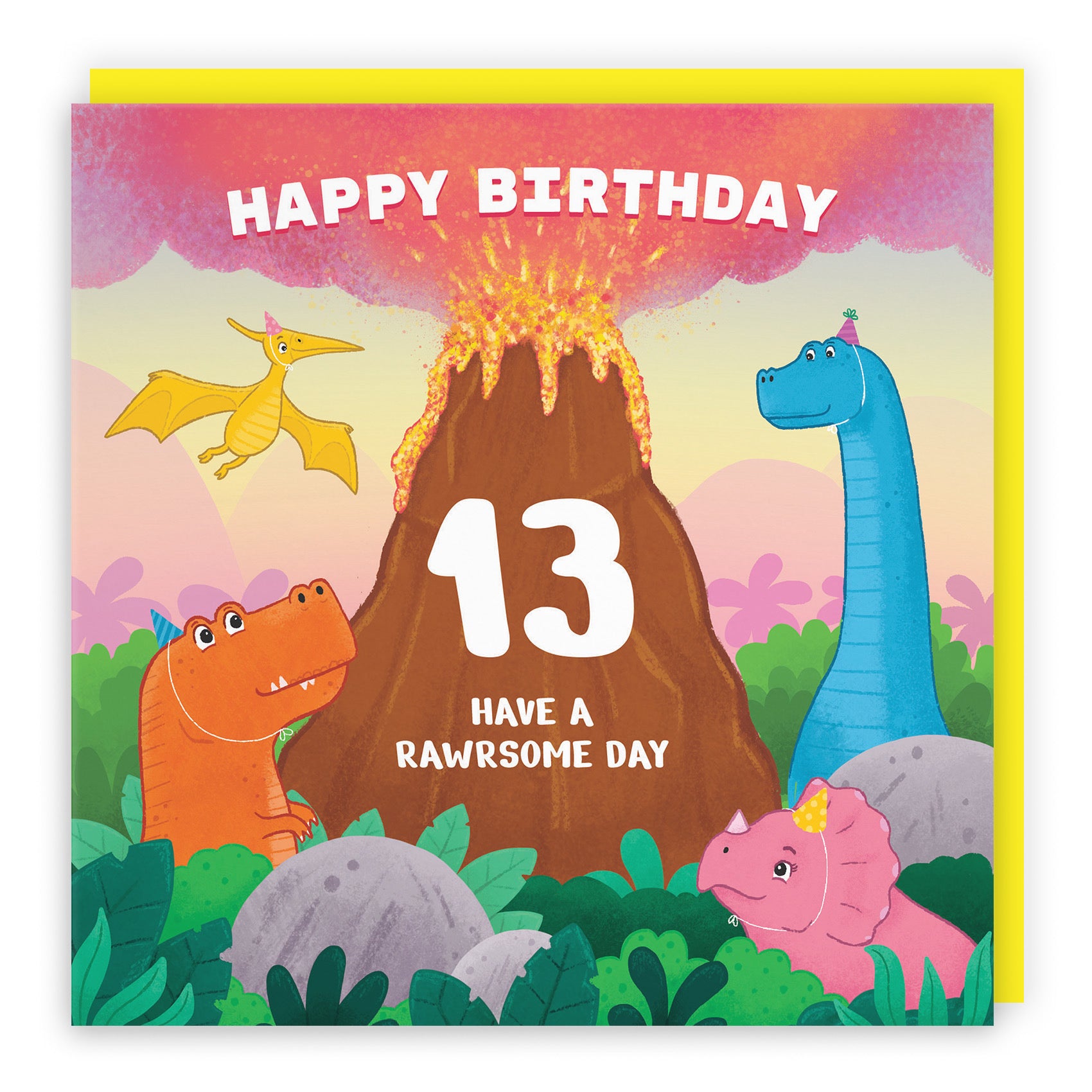 13th Dinosaur Birthday Card Volcano Imagination - Default Title (LG02043)