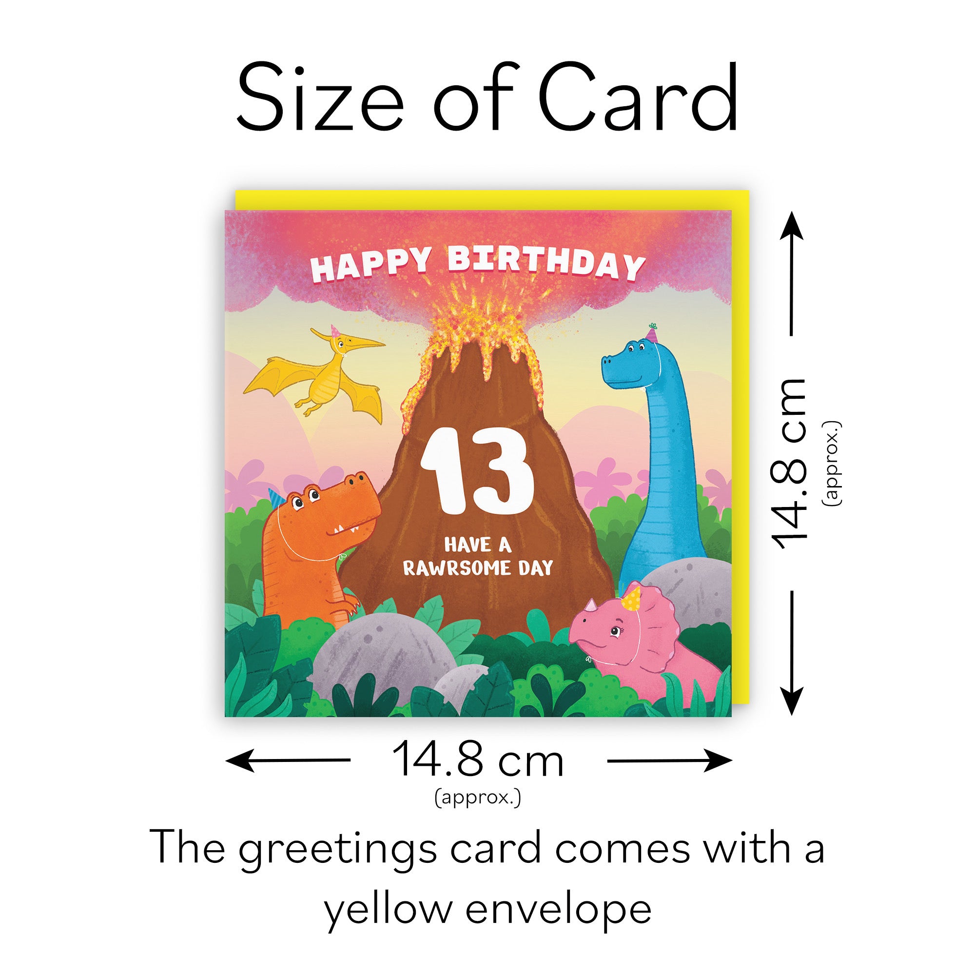 13th Dinosaur Birthday Card Volcano Imagination - Default Title (LG02043)