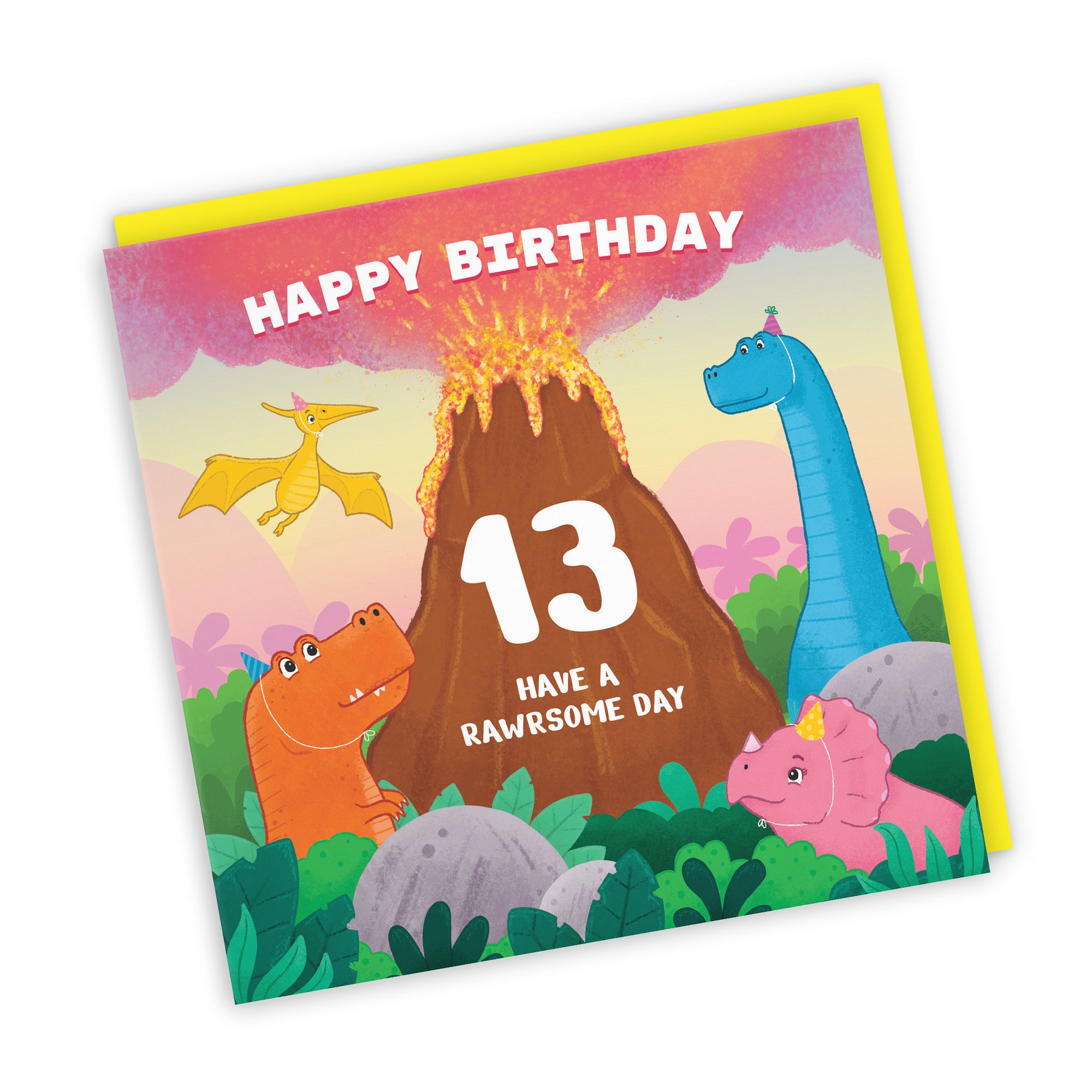 13th Dinosaur Birthday Card Volcano Imagination - Default Title (LG02043)