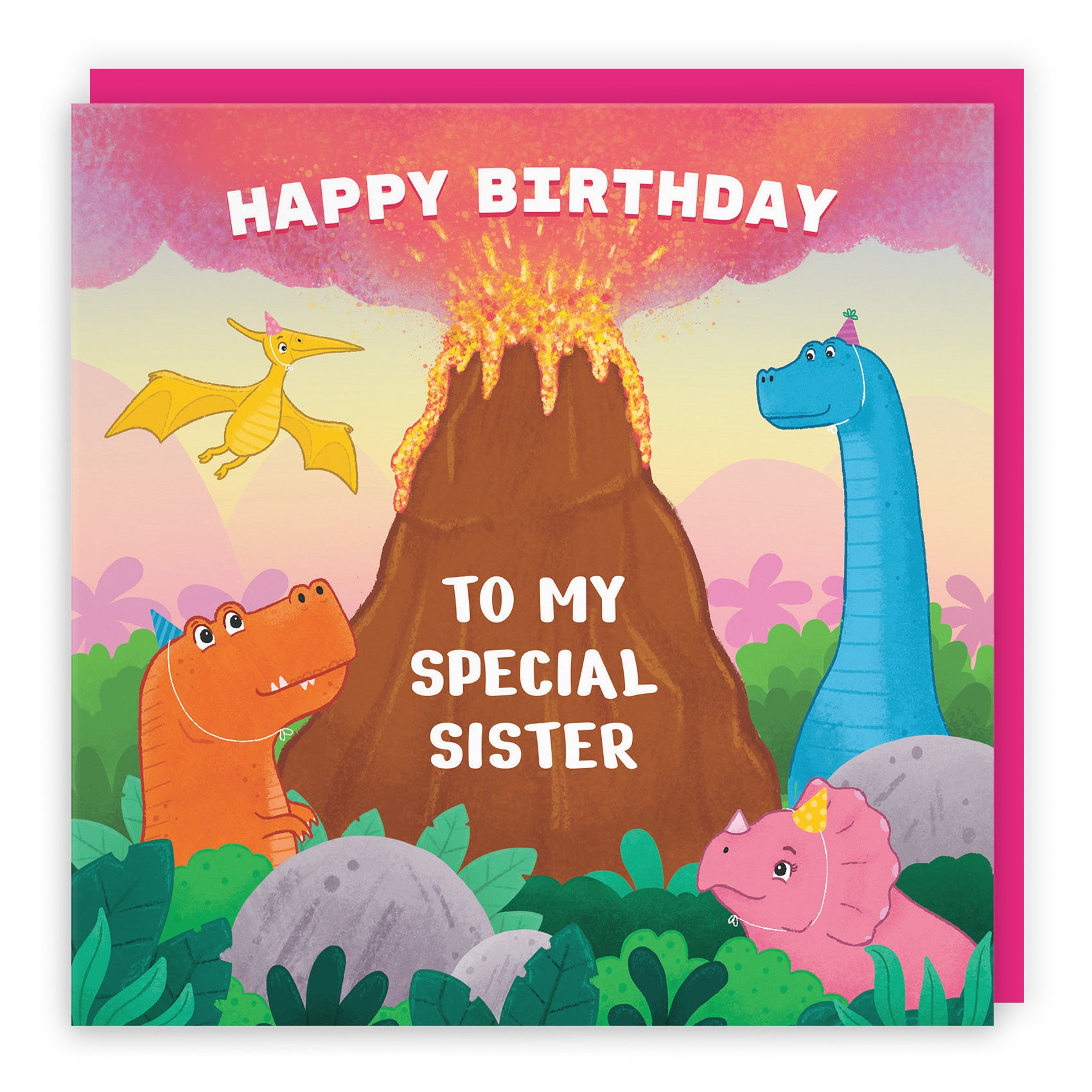 Sister Dinosaur Children's Birthday Card Volcano Imagination - Default Title (LG02048)