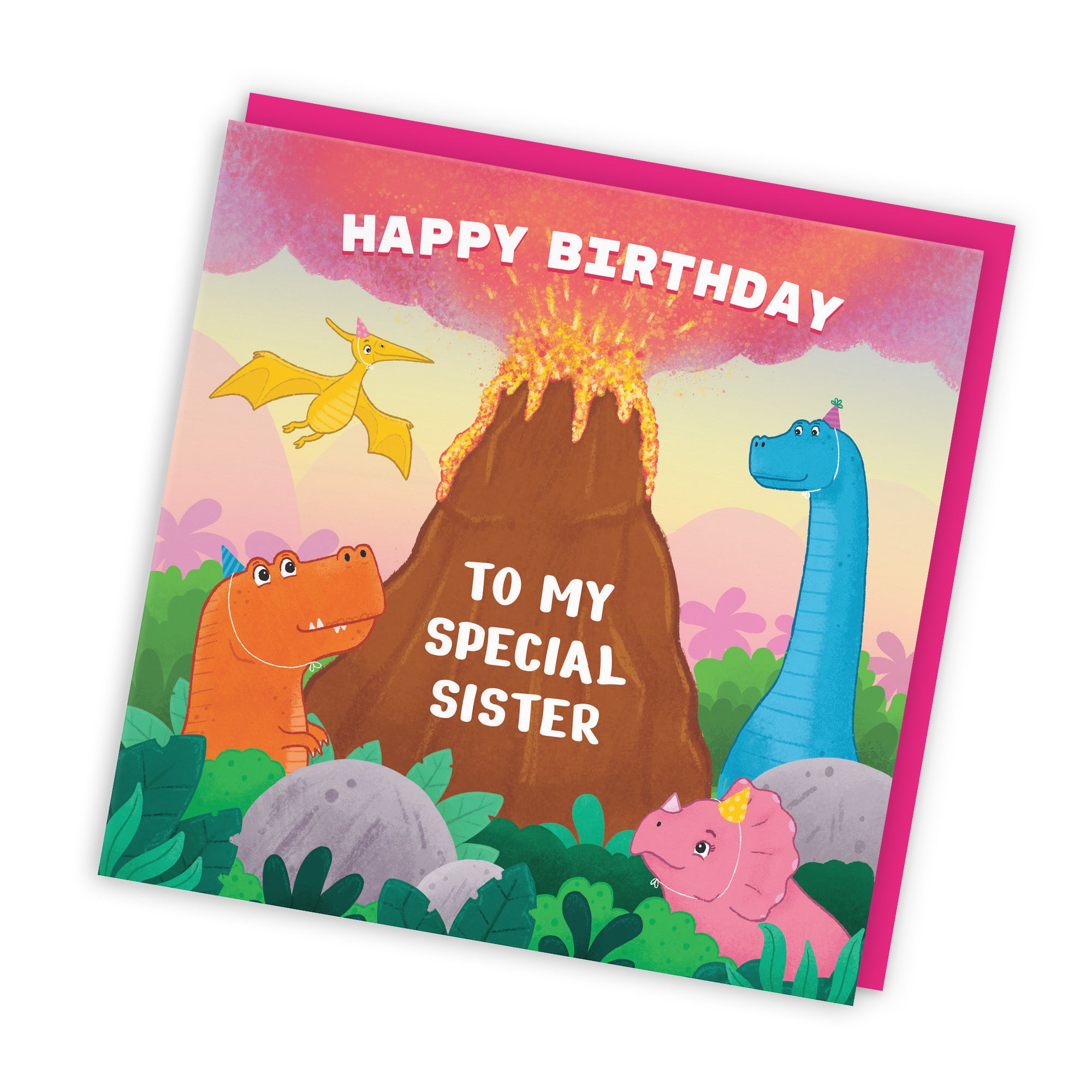 Sister Dinosaur Children's Birthday Card Volcano Imagination - Default Title (LG02048)