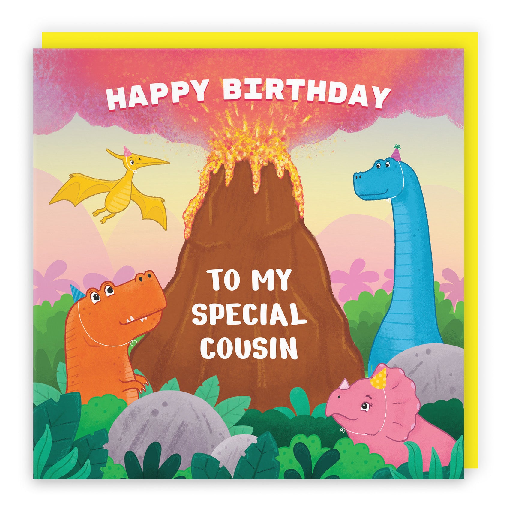 Cousin Boys / Girls Dinosaur Children's Birthday Card Volcano Imagination - Default Title (LG02049)