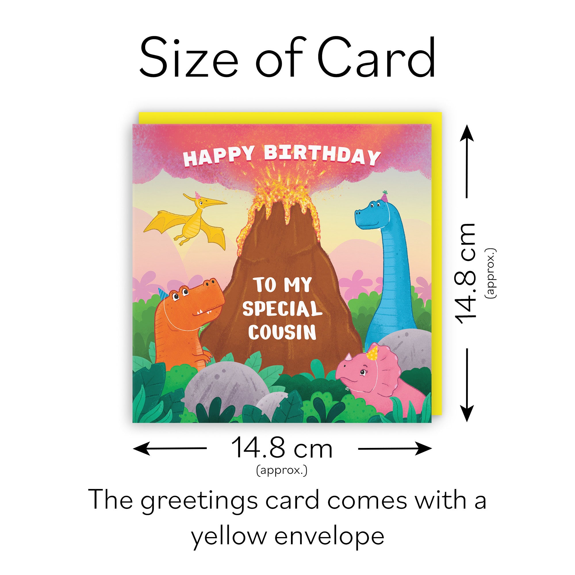 Cousin Boys / Girls Dinosaur Children's Birthday Card Volcano Imagination - Default Title (LG02049)