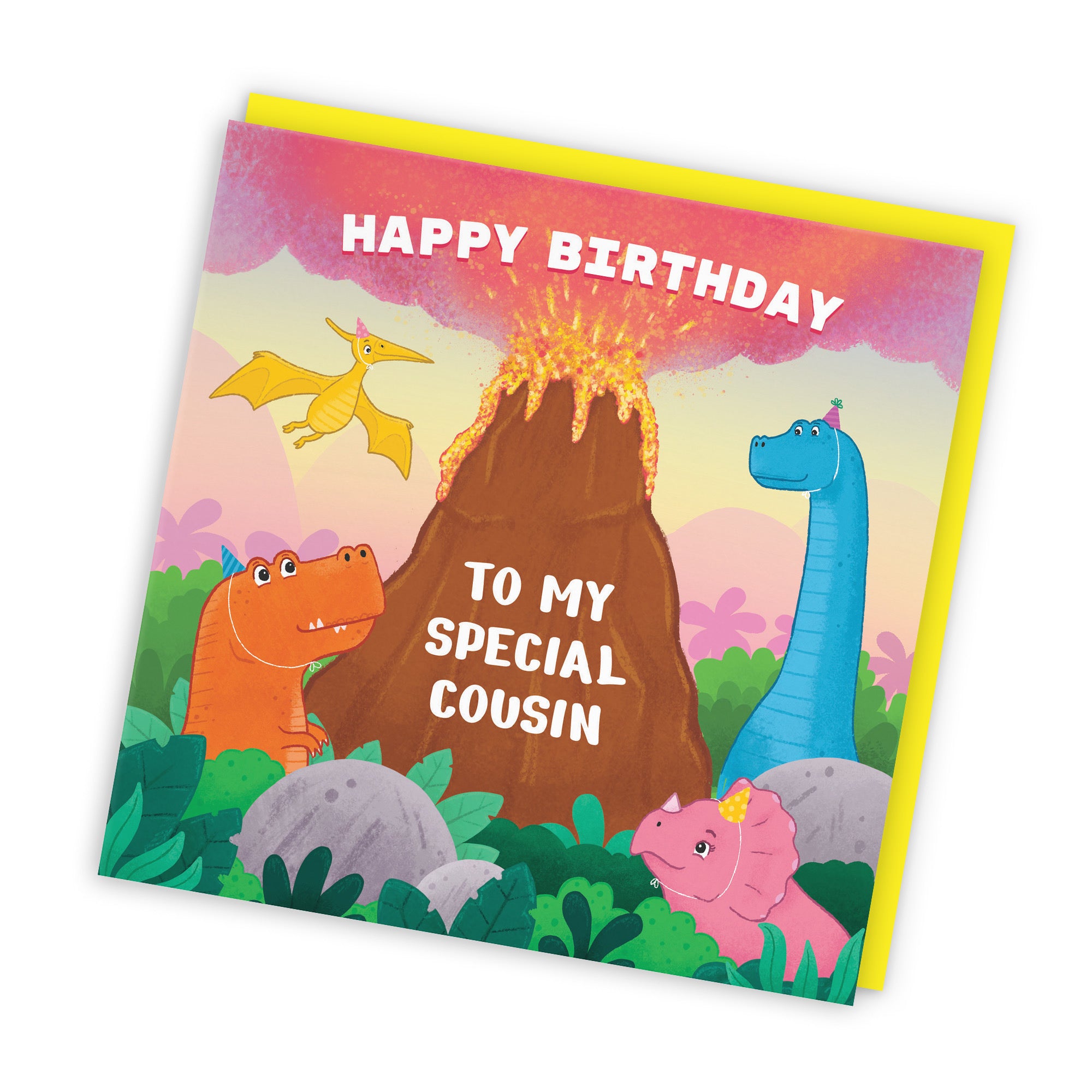 Cousin Boys / Girls Dinosaur Children's Birthday Card Volcano Imagination - Default Title (LG02049)