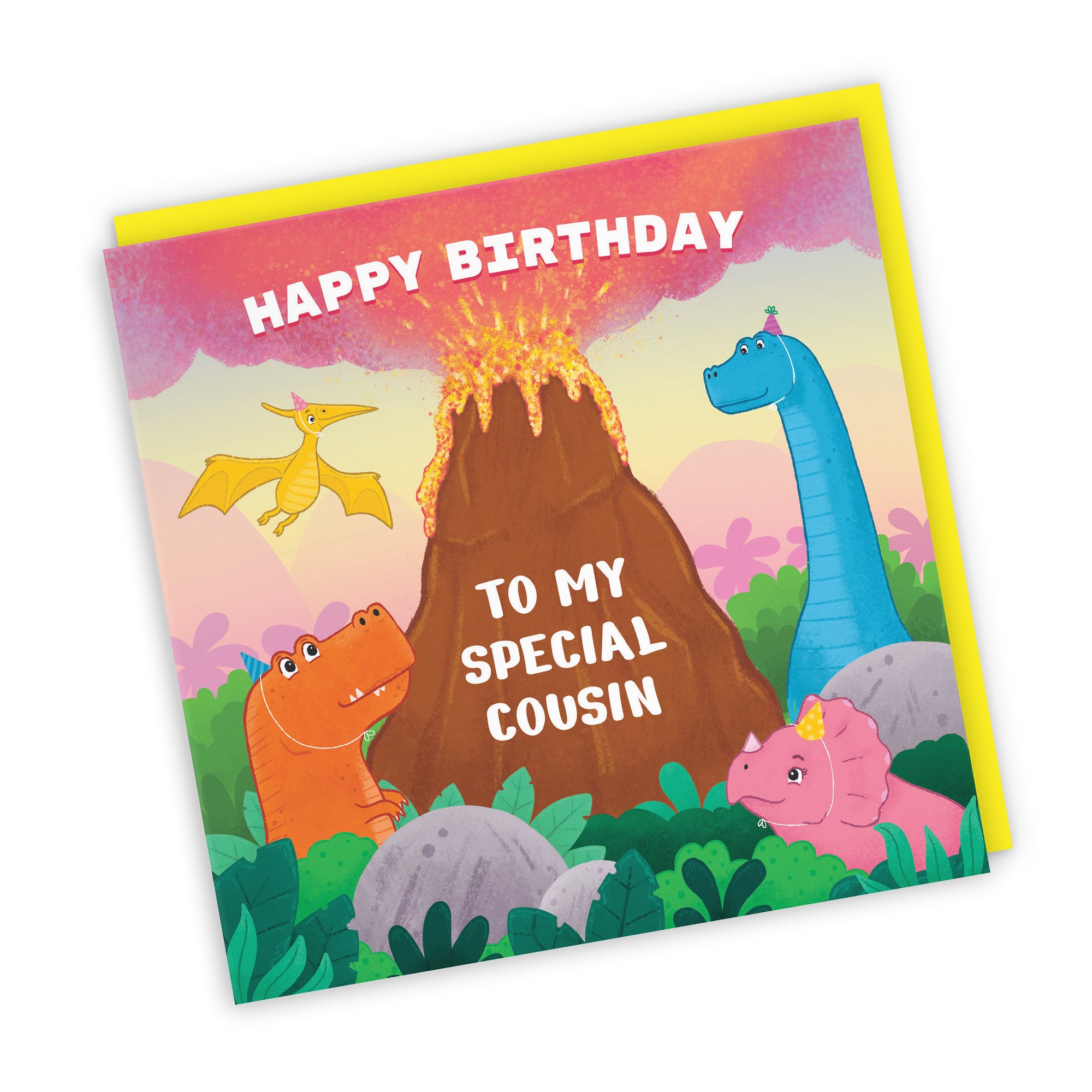 Cousin Boys / Girls Dinosaur Children's Birthday Card Volcano Imagination - Default Title (LG02049)