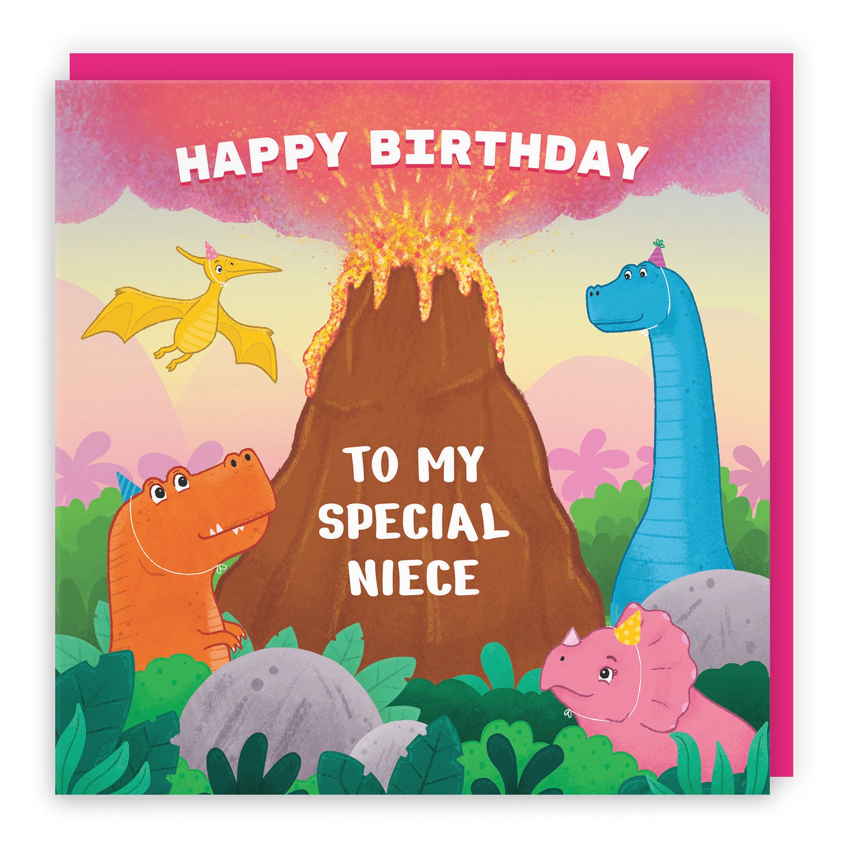 Niece Dinosaur Children's Birthday Card Volcano Imagination - Default Title (LG02050)