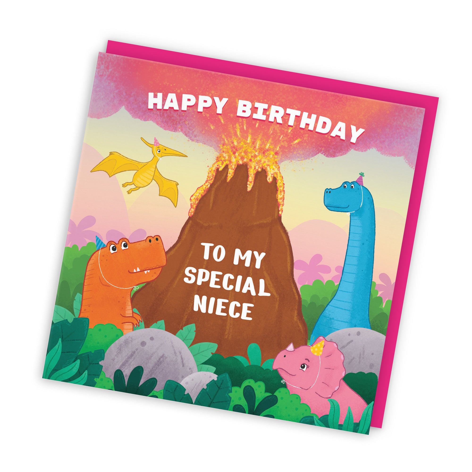 Niece Dinosaur Children's Birthday Card Volcano Imagination - Default Title (LG02050)