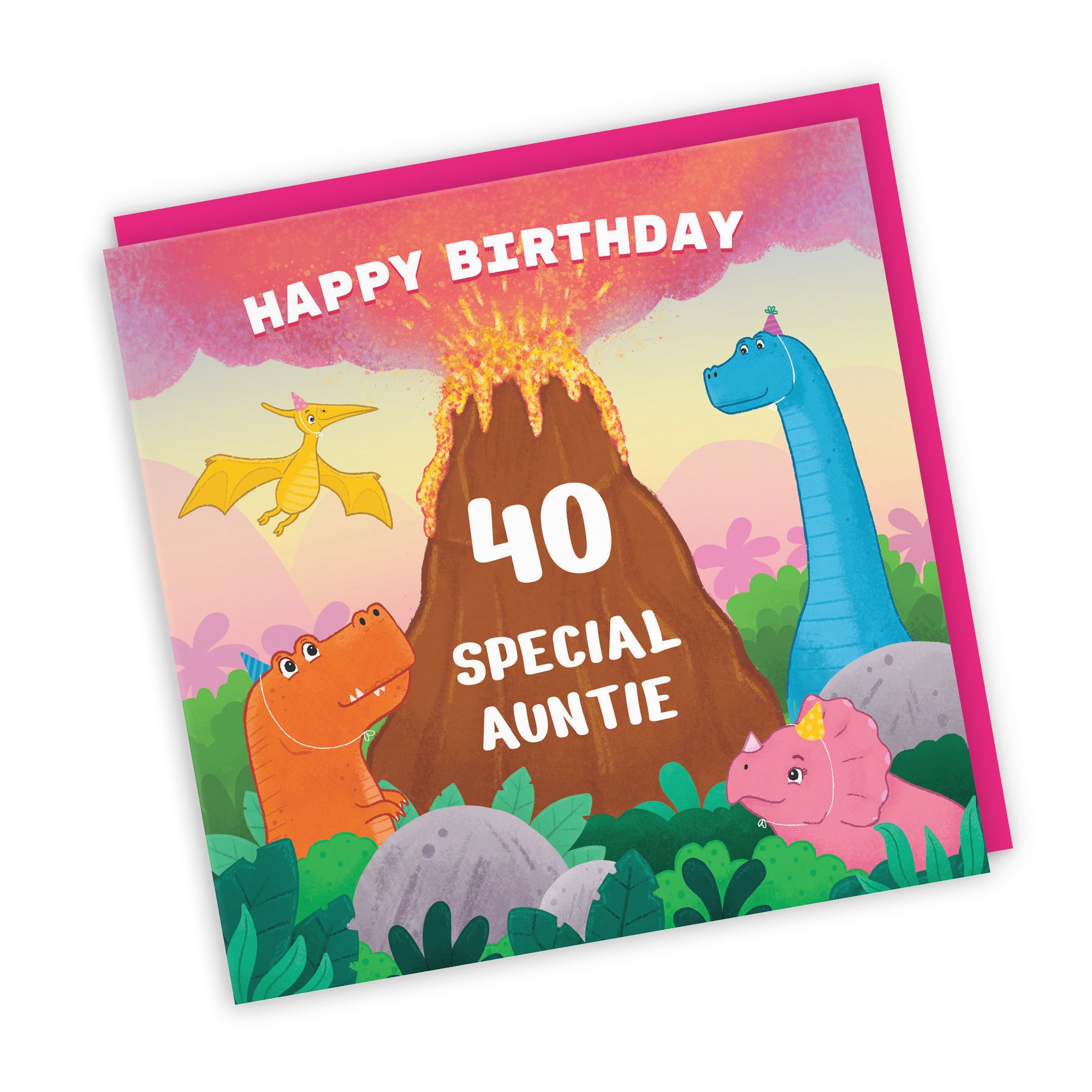 40th Auntie Dinosaur Birthday Card Volcano Imagination - Default Title (LG02062)