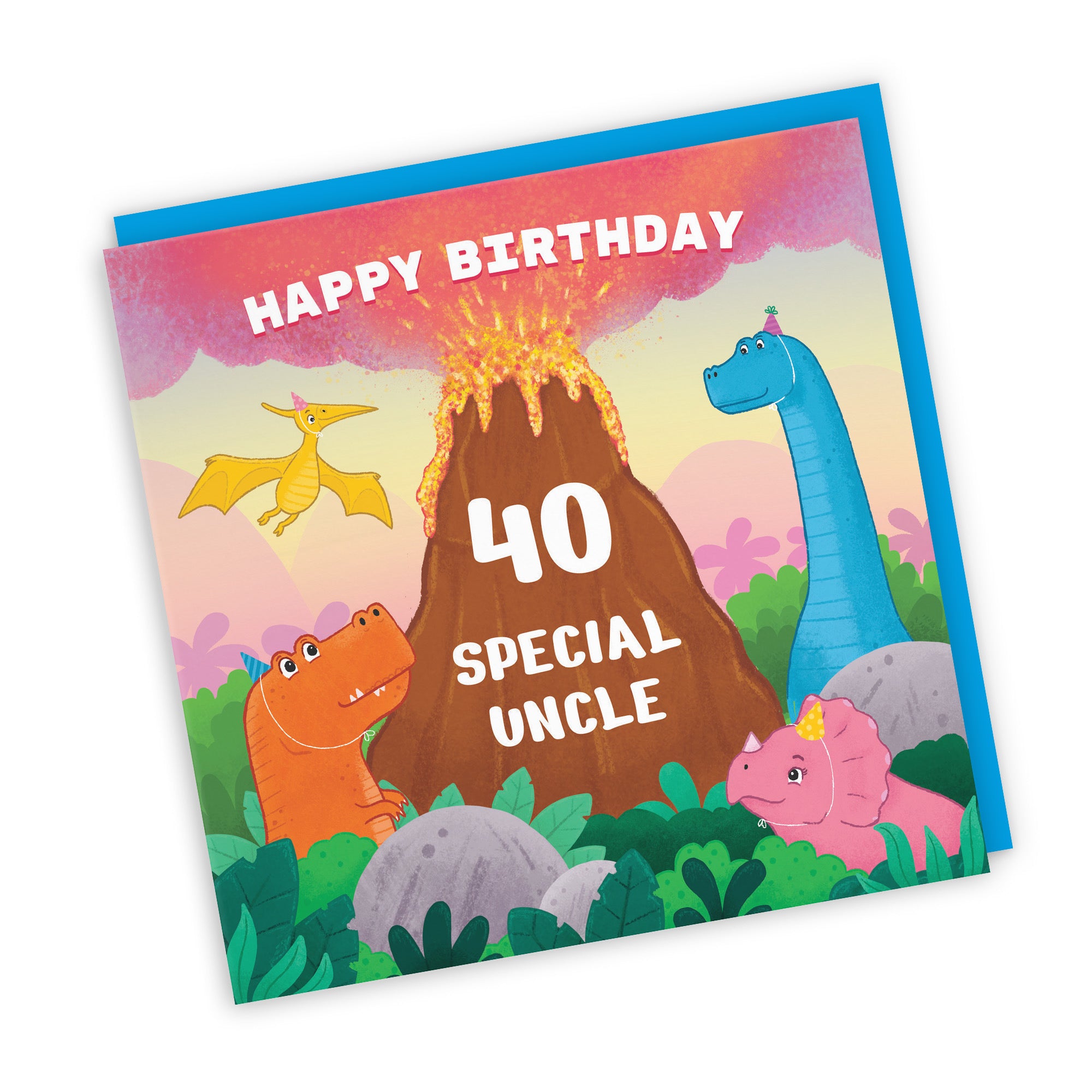 40th Uncle Dinosaur Birthday Card Volcano Imagination - Default Title (LG02064)