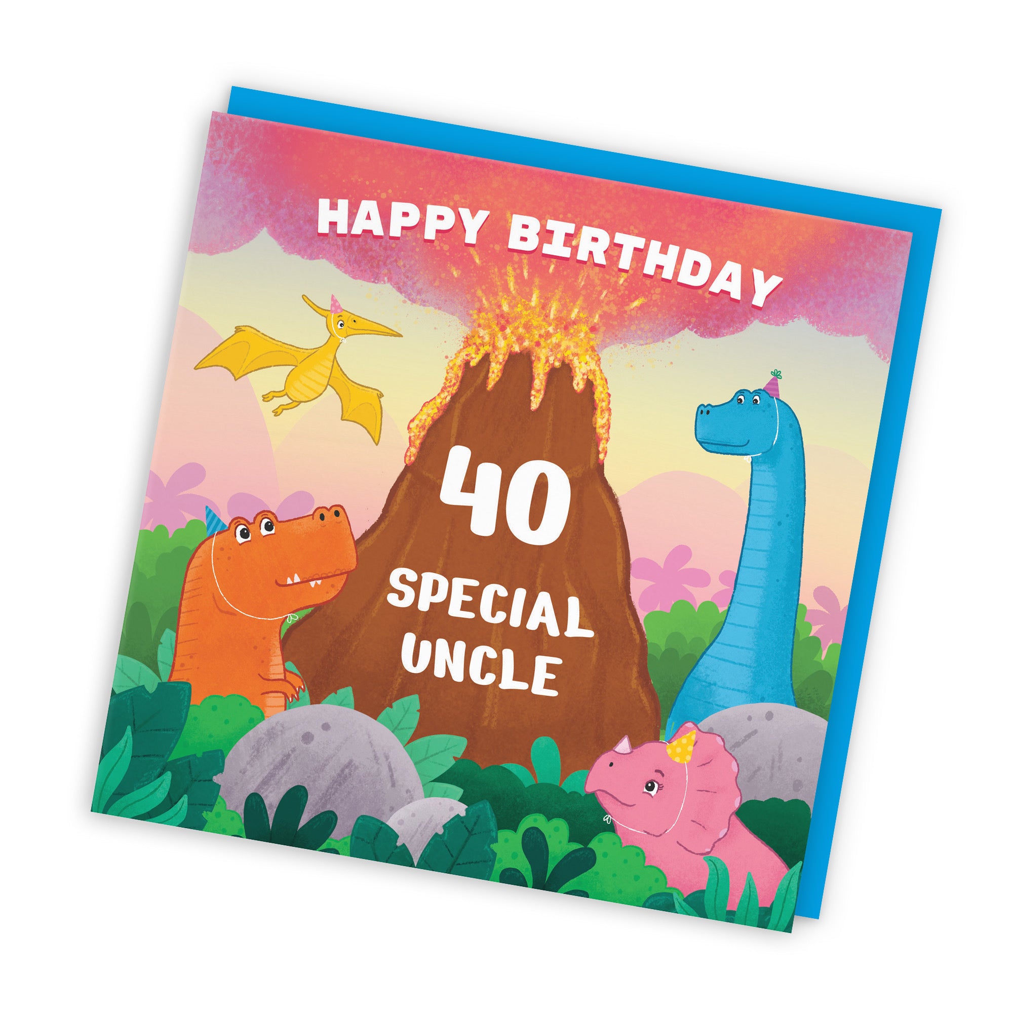 40th Uncle Dinosaur Birthday Card Volcano Imagination - Default Title (LG02064)