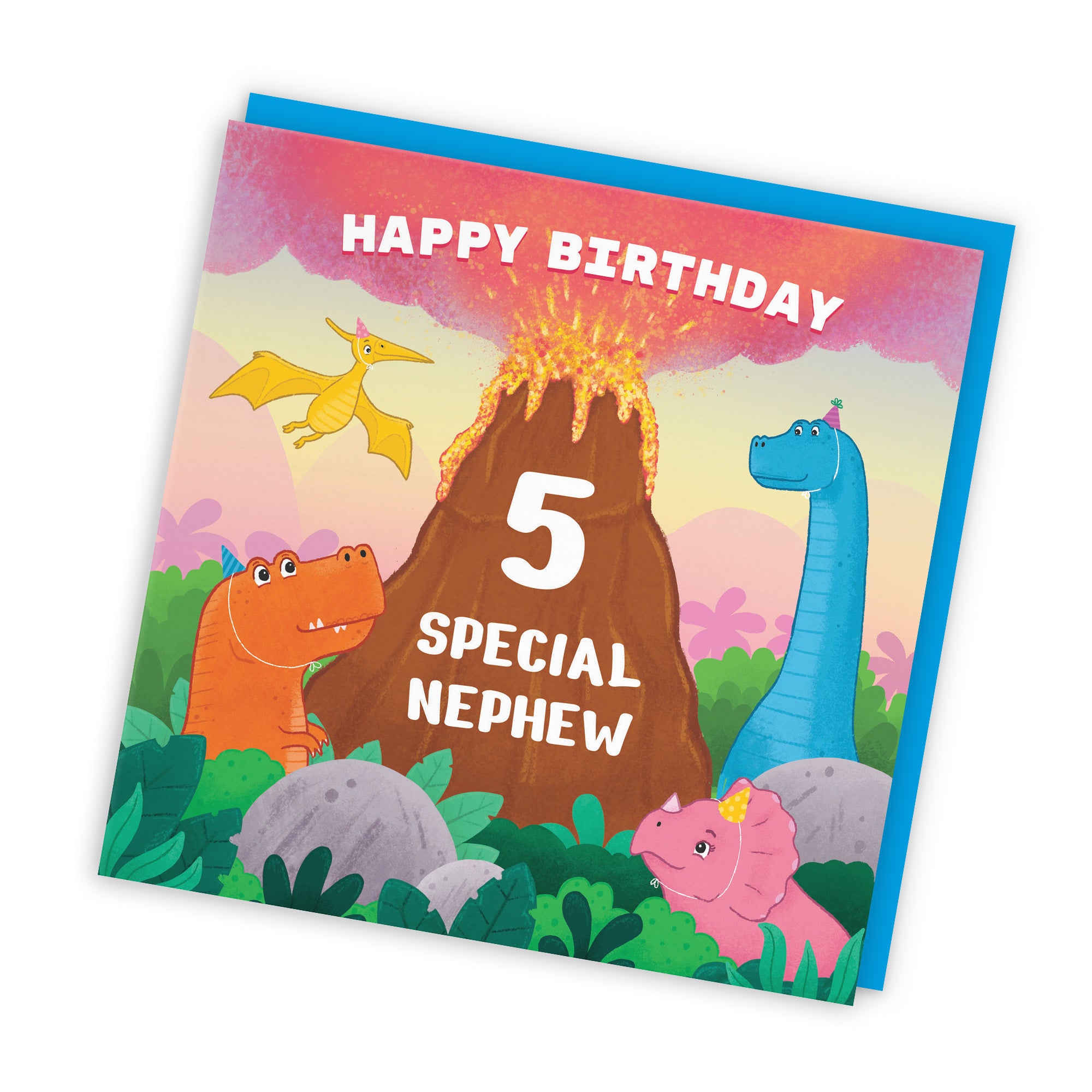 5th Nephew Dinosaur Children's Birthday Card Volcano Imagination - Default Title (LG02067)