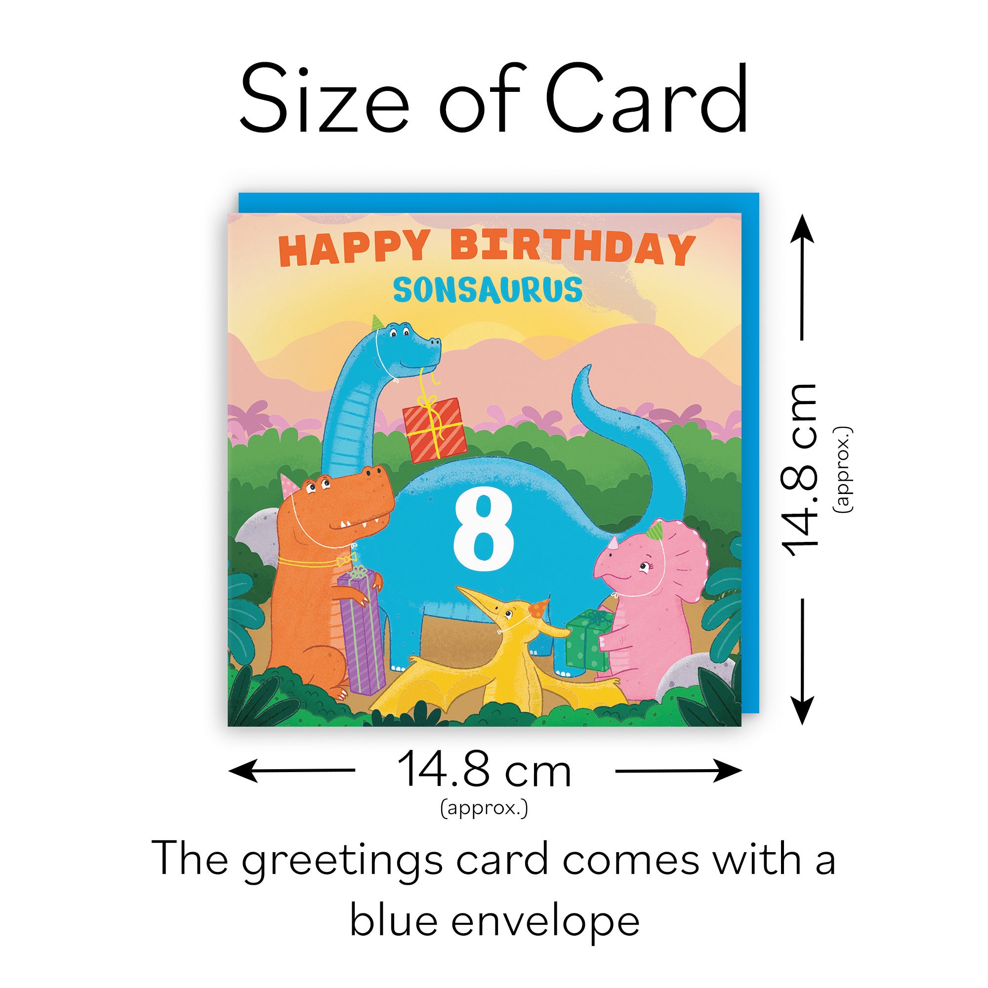8th Son Birthday Dinosaur Party Card Imagination - Default Title (LG02117)