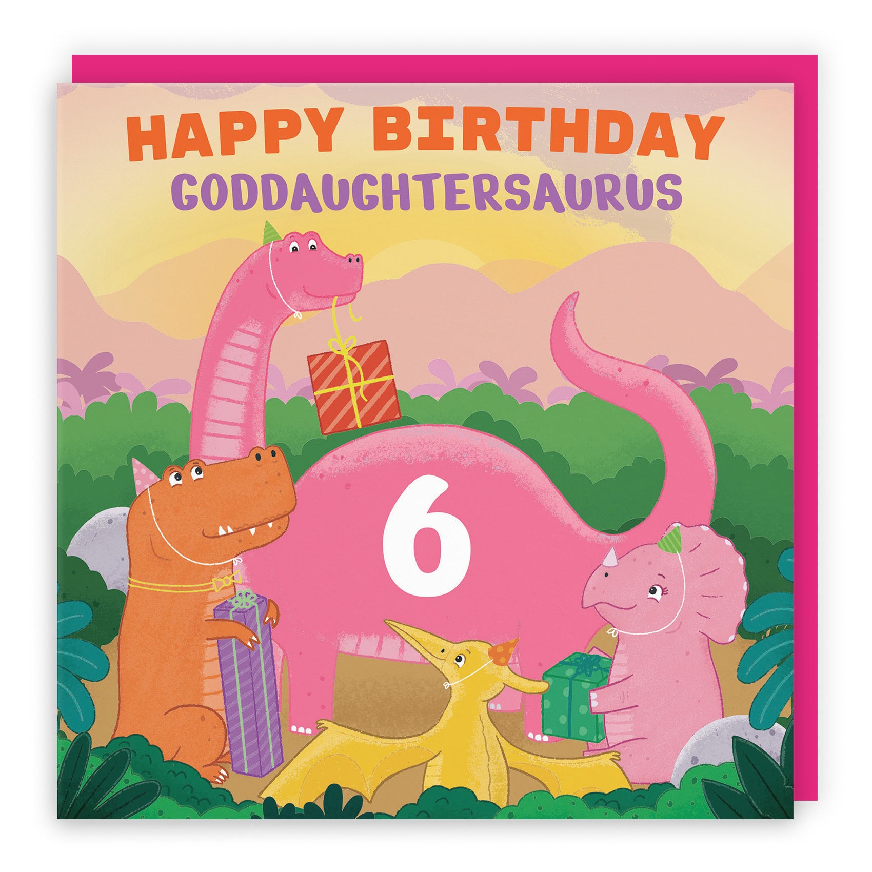6th Goddaughter Birthday Dinosaur Party Card Imagination - Default Title (LG02119)