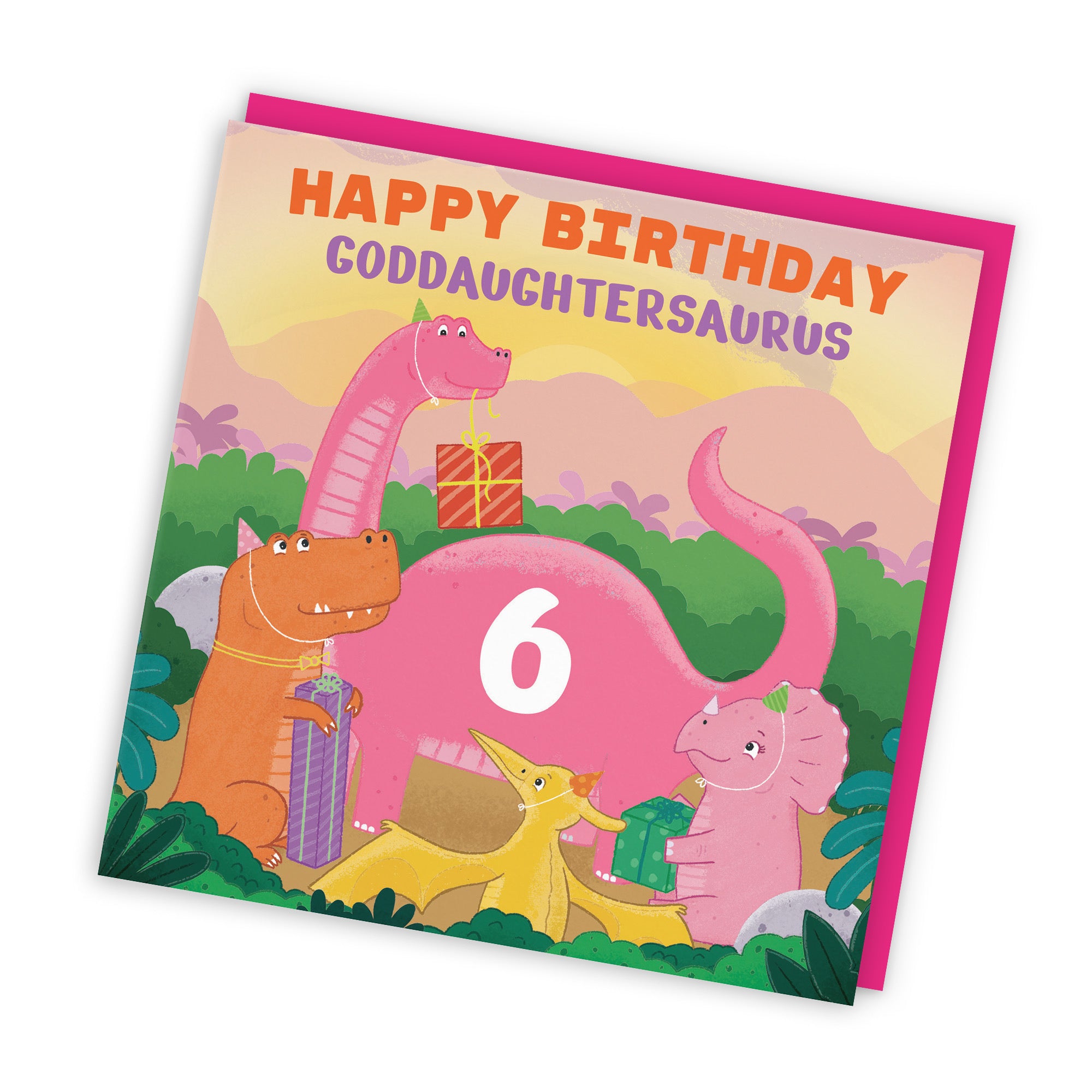 6th Goddaughter Birthday Dinosaur Party Card Imagination - Default Title (LG02119)