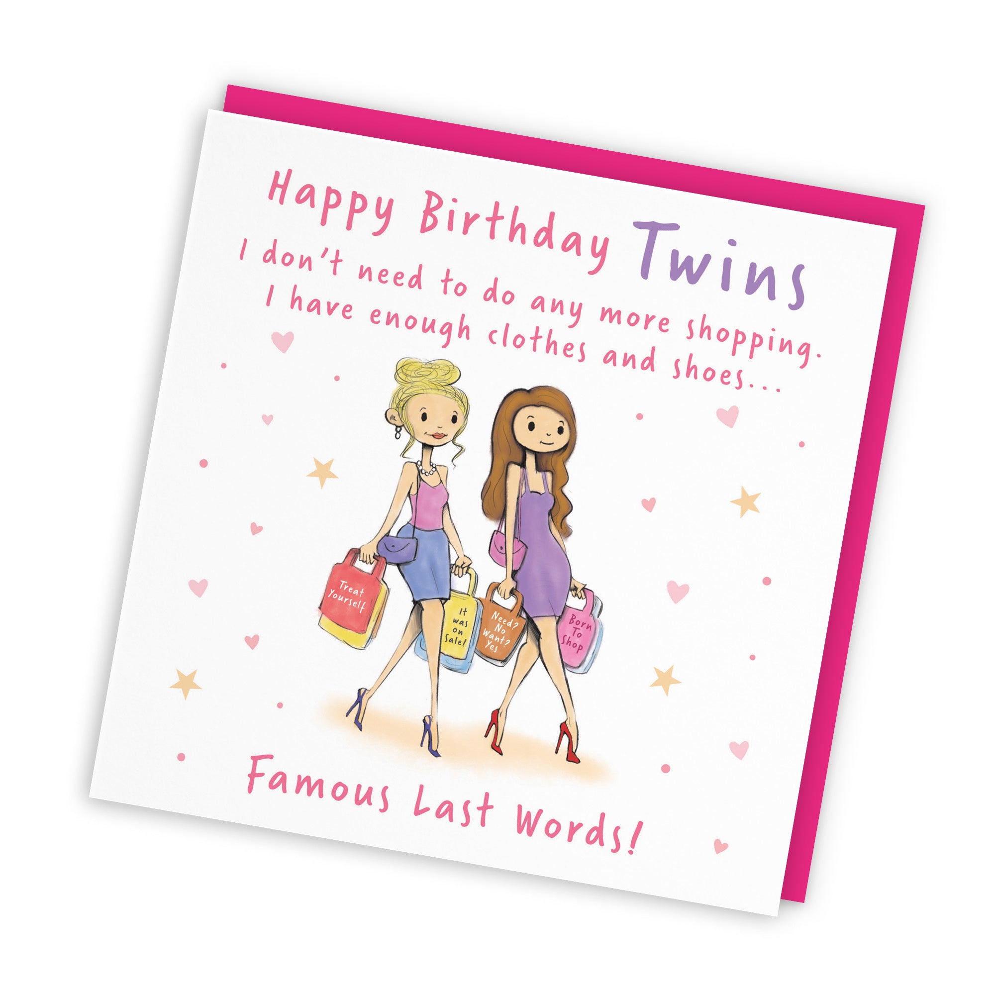 Female Twins Birthday Card Shopping Silly Squiggles - Default Title (RH00034)
