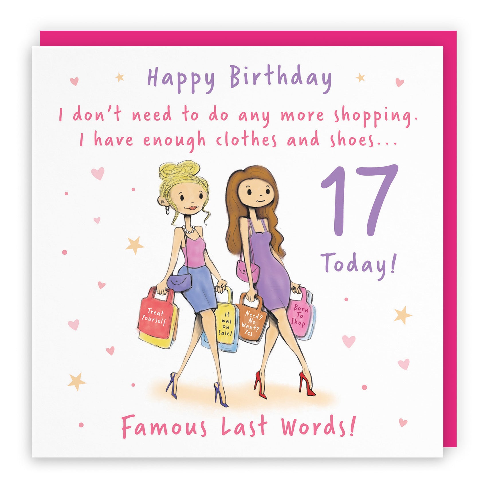 Girls 17th Birthday Card Shopping Silly Squiggles - Default Title (RH00036)