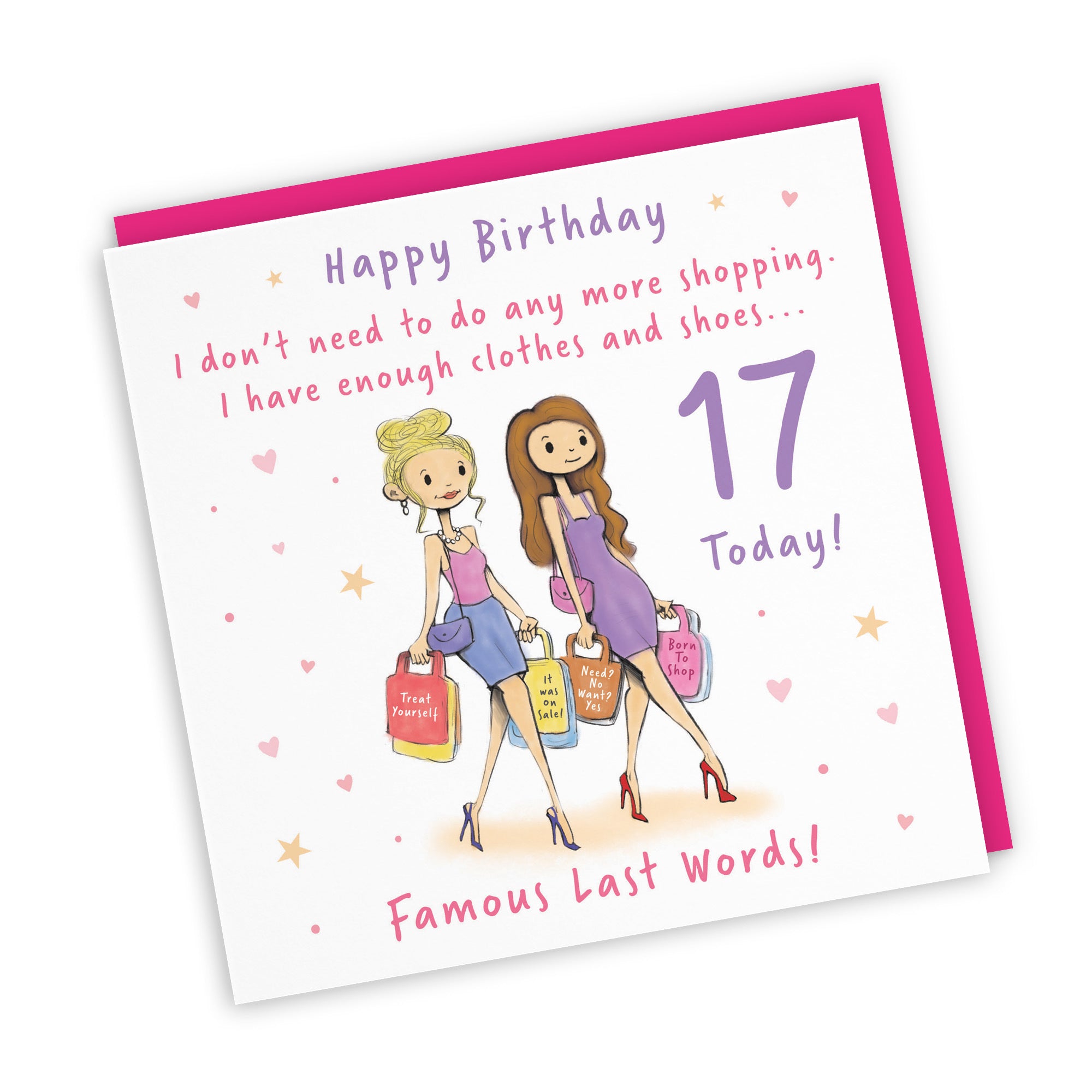 Girls 17th Birthday Card Shopping Silly Squiggles - Default Title (RH00036)