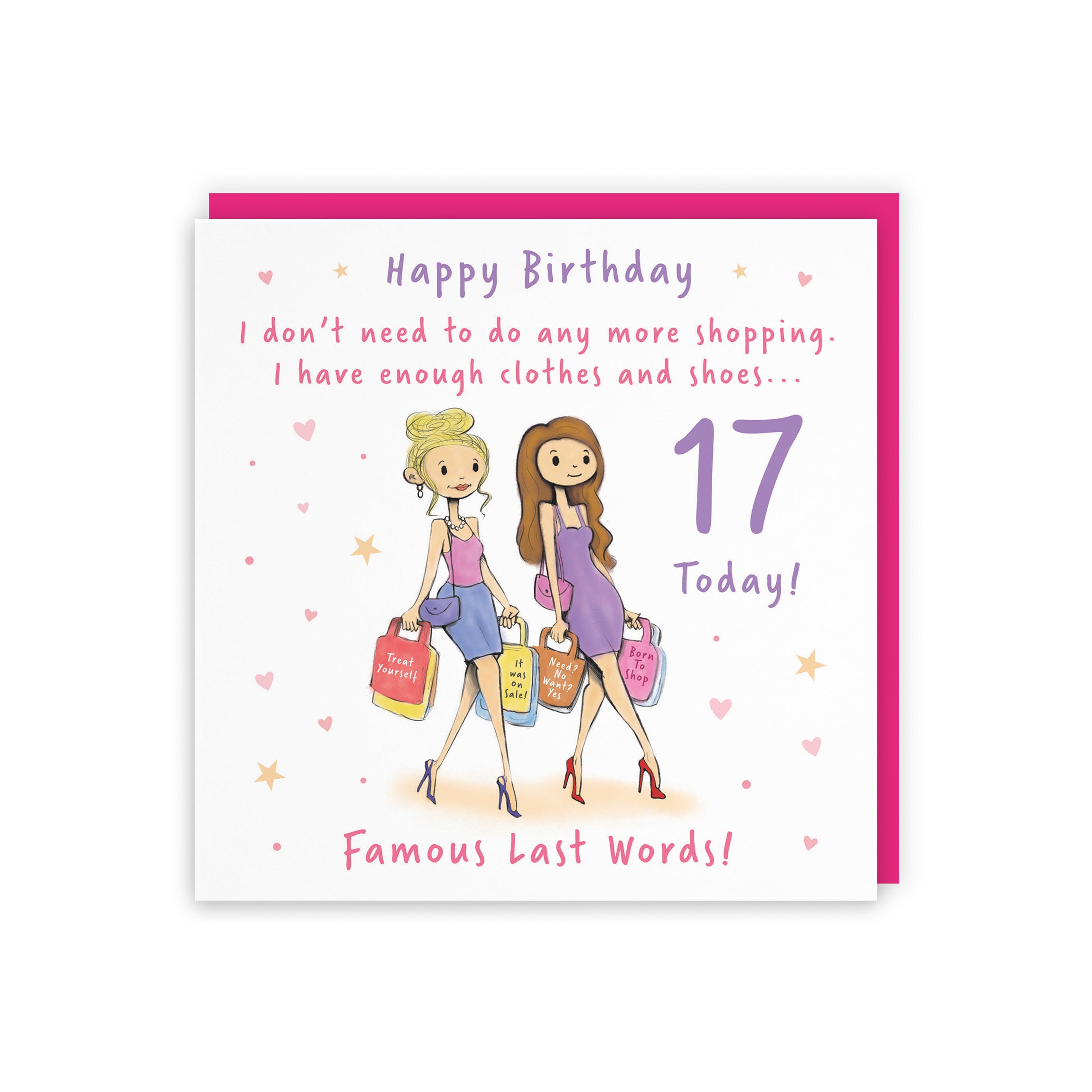 Girls 17th Birthday Card Shopping Silly Squiggles - Default Title (RH00036)