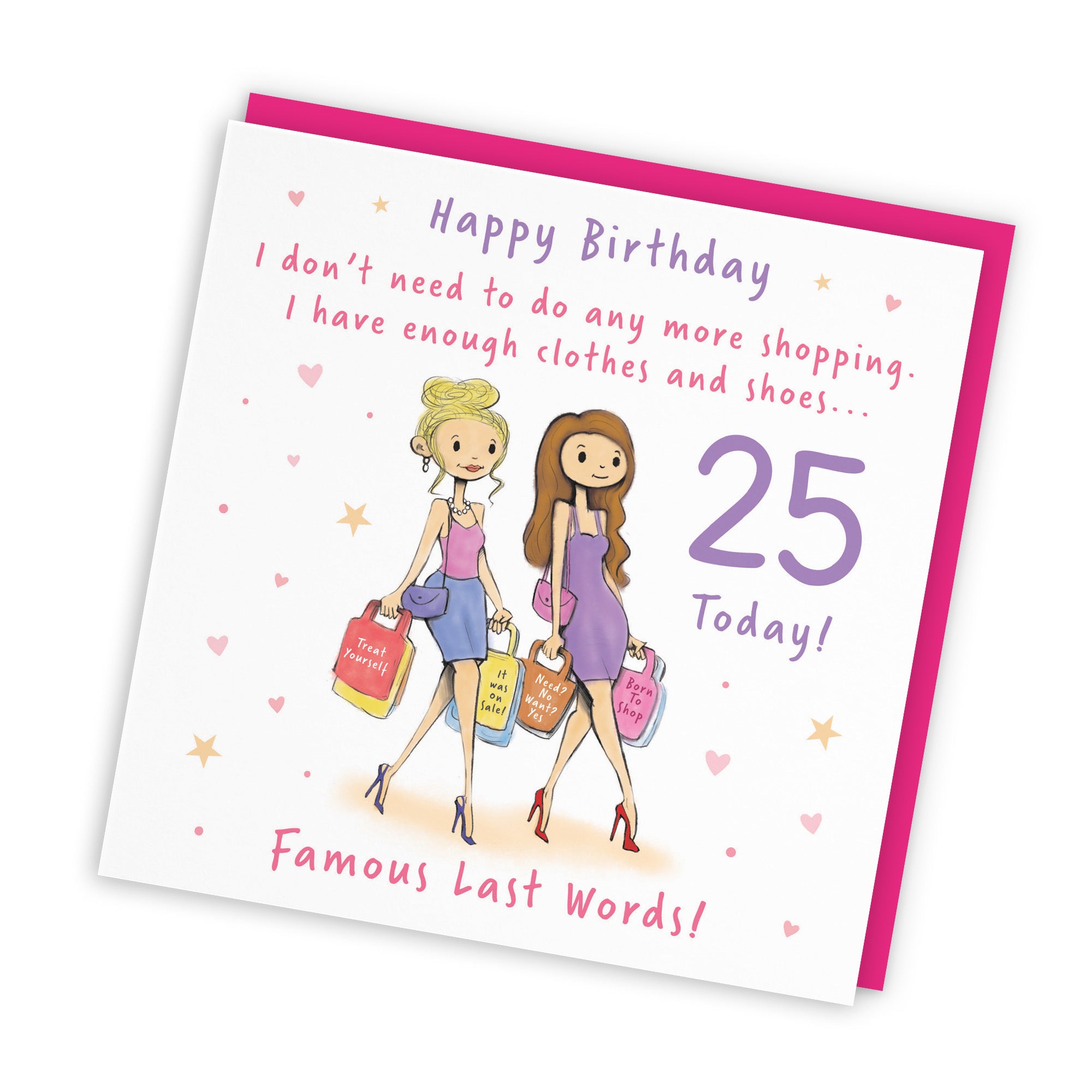 Women's 25th Birthday Card Shopping Silly Squiggles - Default Title (RH00041)