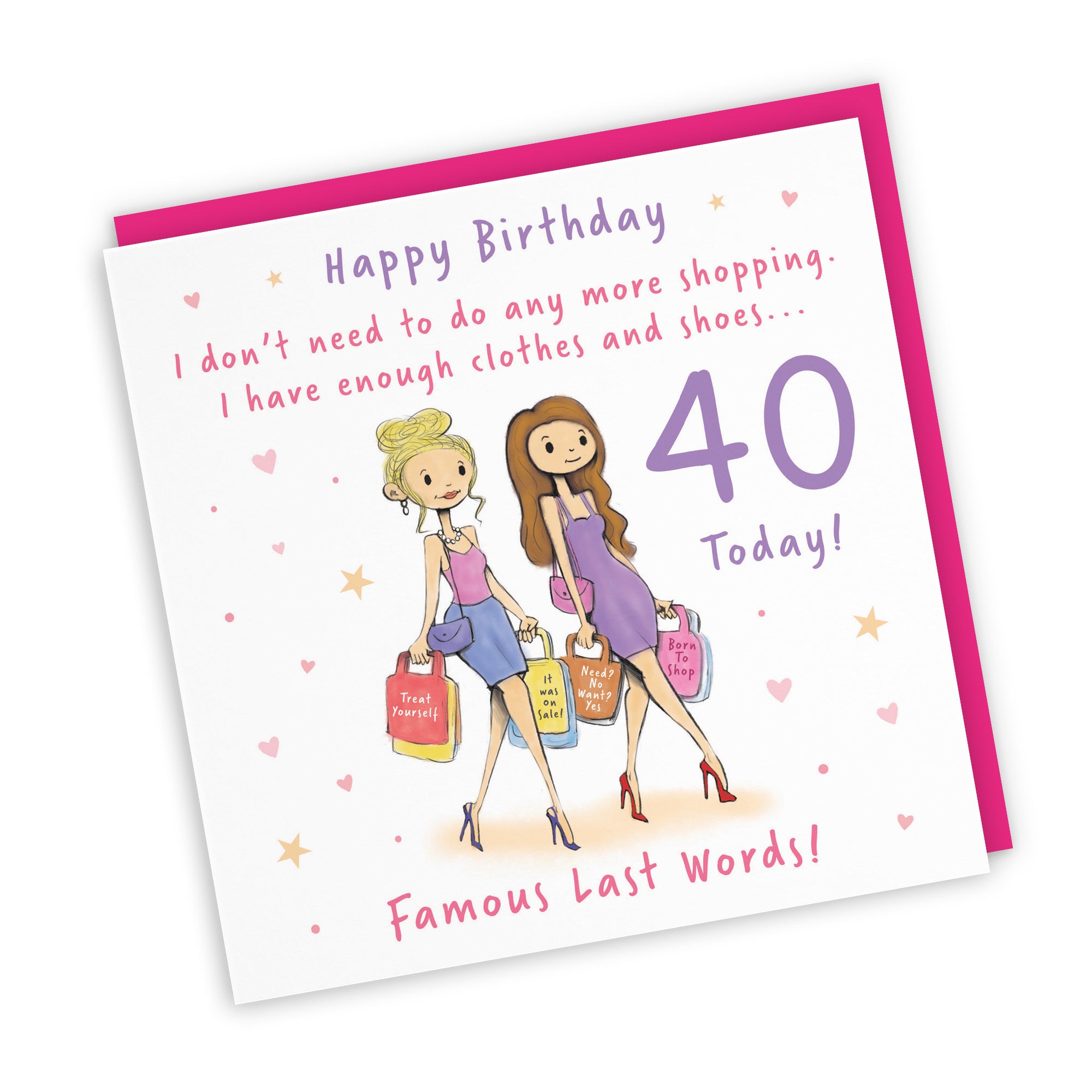 Women's 40th Birthday Card Shopping Silly Squiggles - Default Title (RH00045)