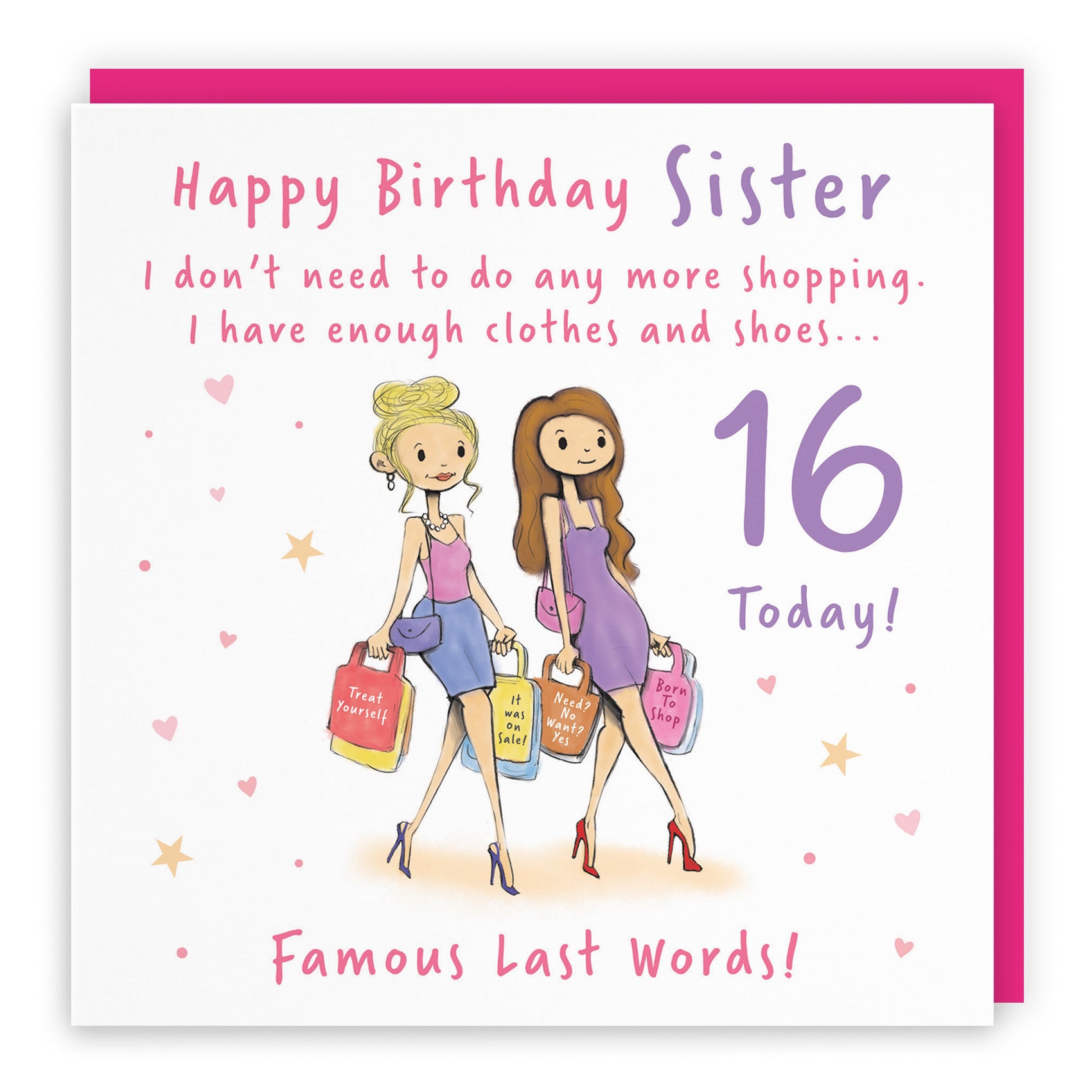 16th Sister Birthday Card Shopping Silly Squiggles - Default Title (RH00127)