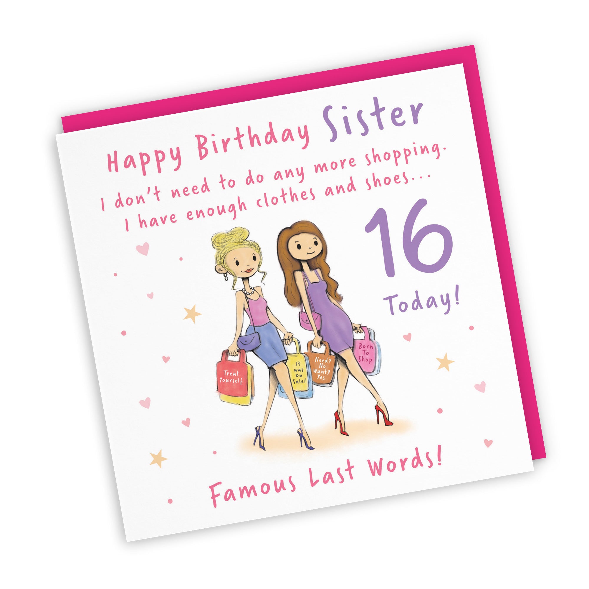 16th Sister Birthday Card Shopping Silly Squiggles - Default Title (RH00127)
