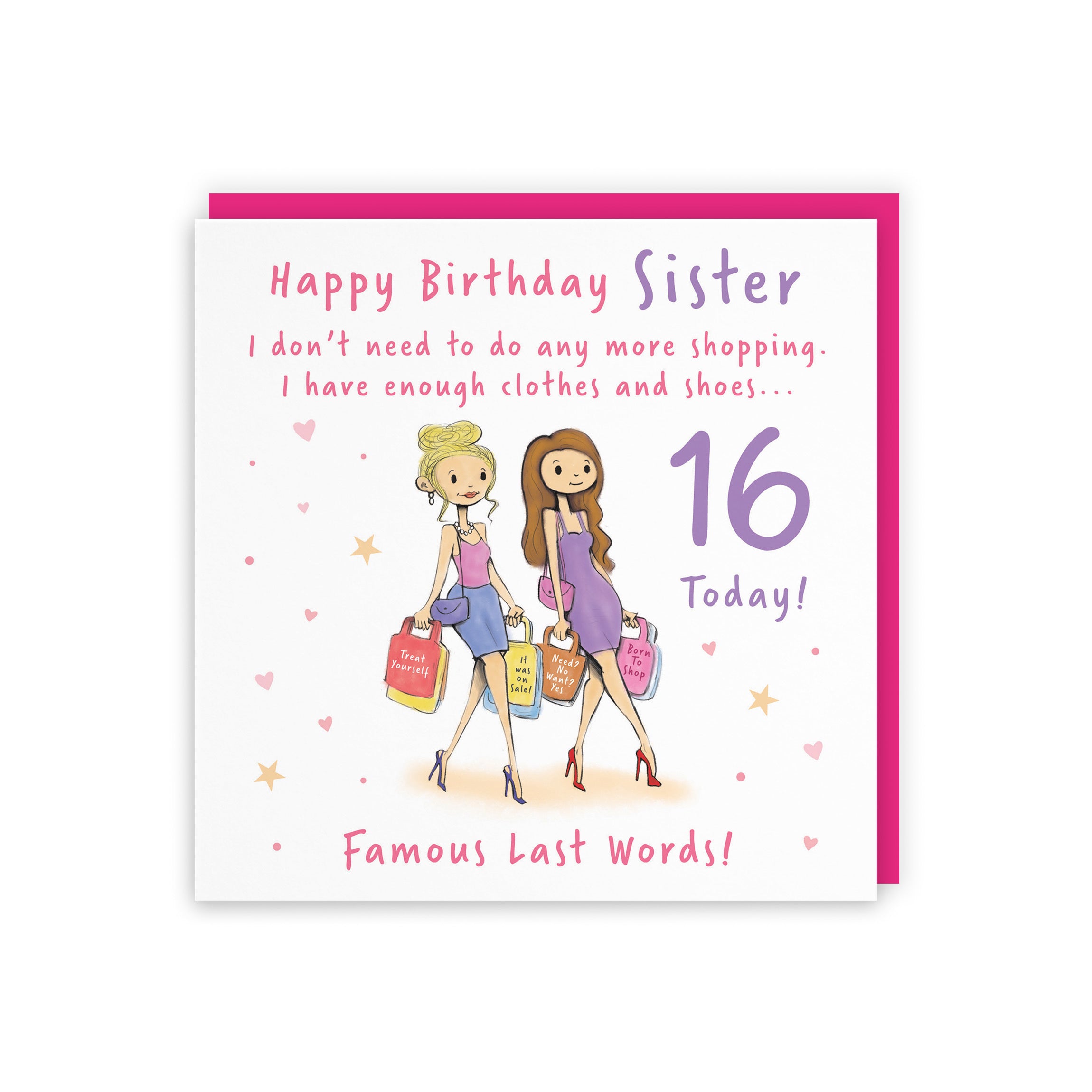 16th Sister Birthday Card Shopping Silly Squiggles - Default Title (RH00127)