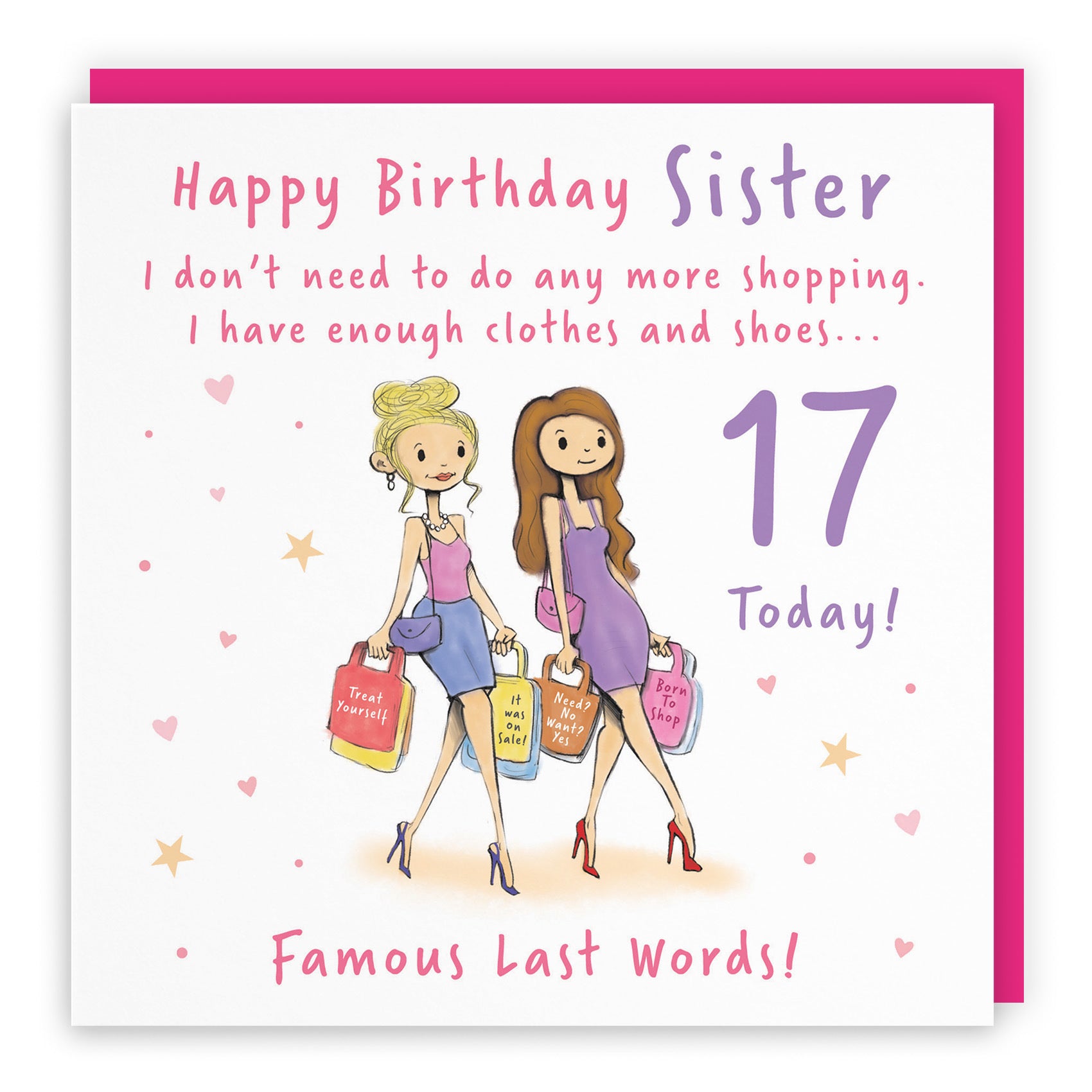 17th Sister Birthday Card Shopping Silly Squiggles - Default Title (RH00128)