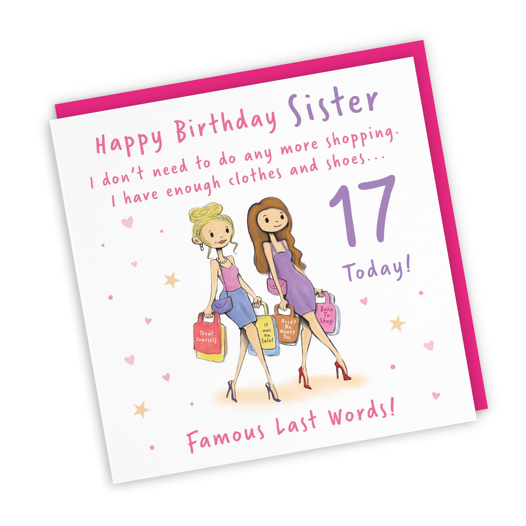 17th Sister Birthday Card Shopping Silly Squiggles - Default Title (RH00128)