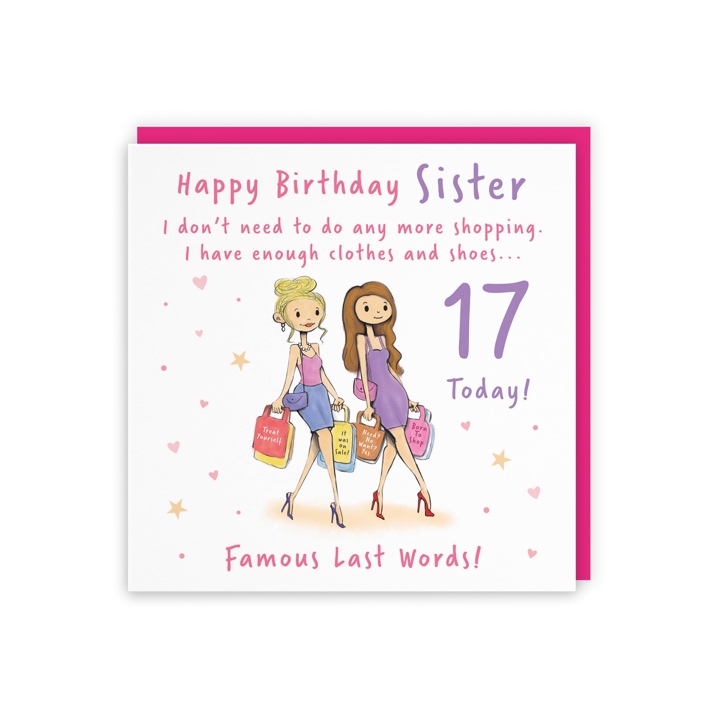 17th Sister Birthday Card Shopping Silly Squiggles - Default Title (RH00128)